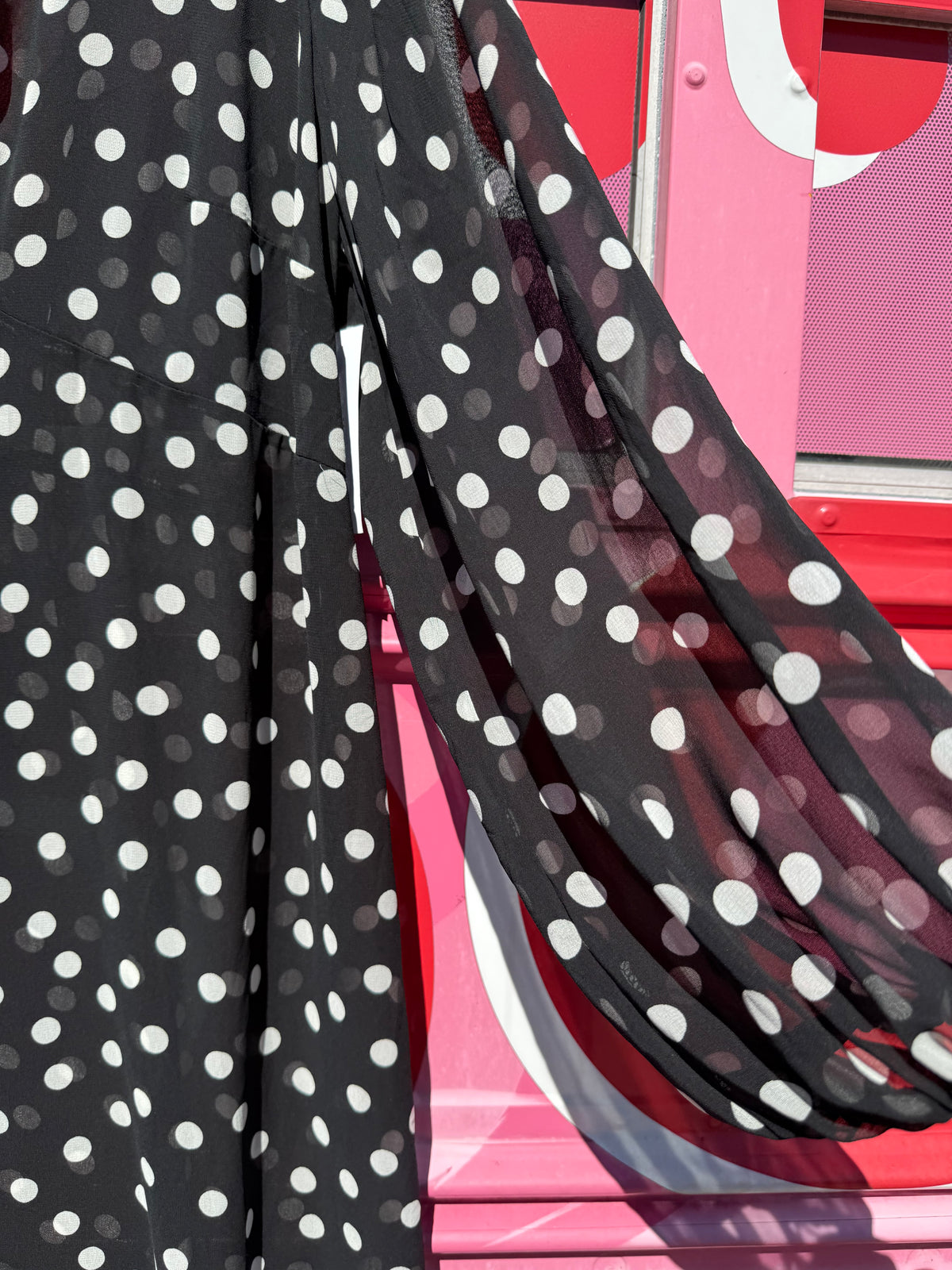 black white  polka sheer maxi, fits 2/3X