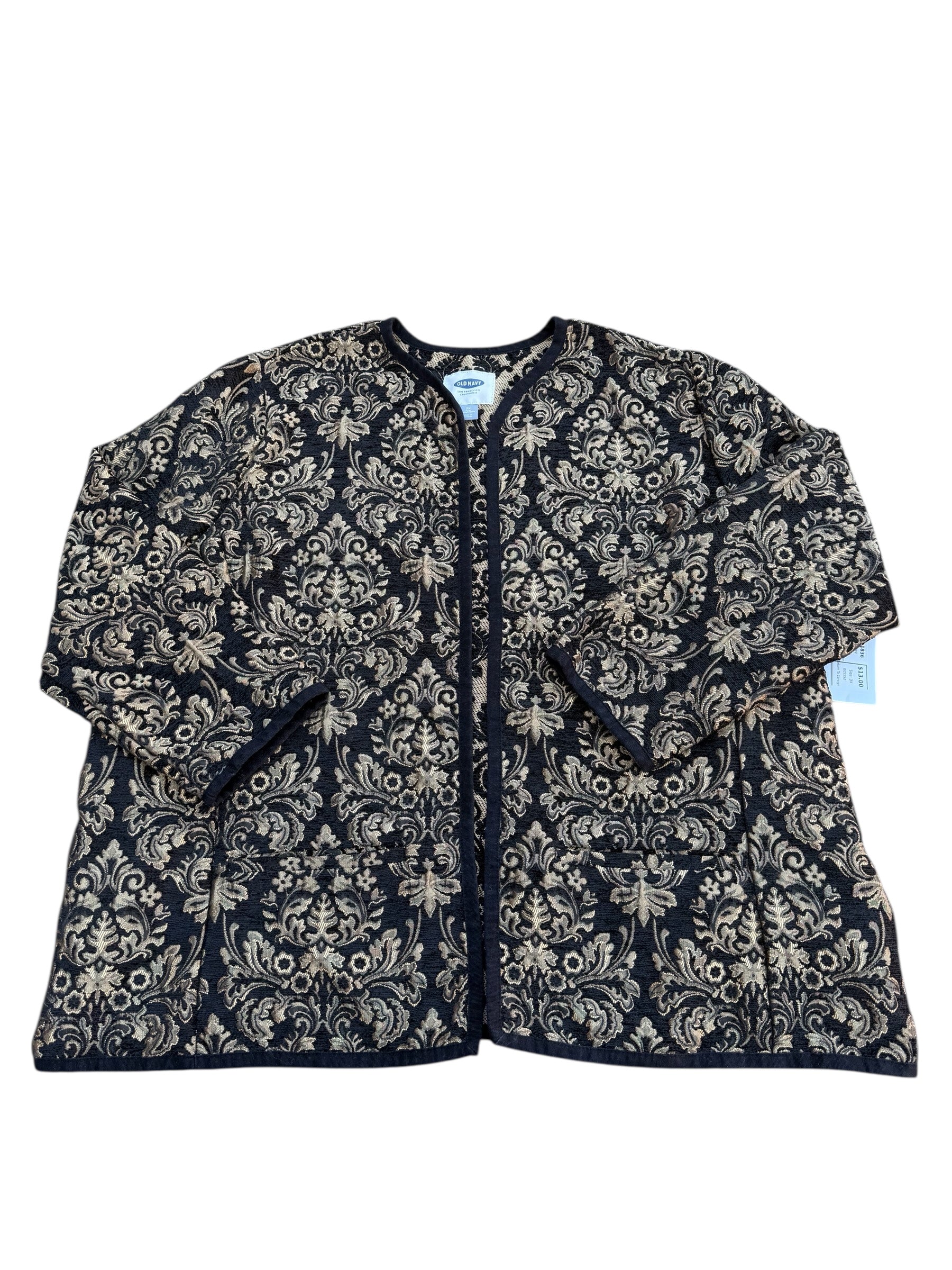 black gold old navy paisley print blazer, 3X