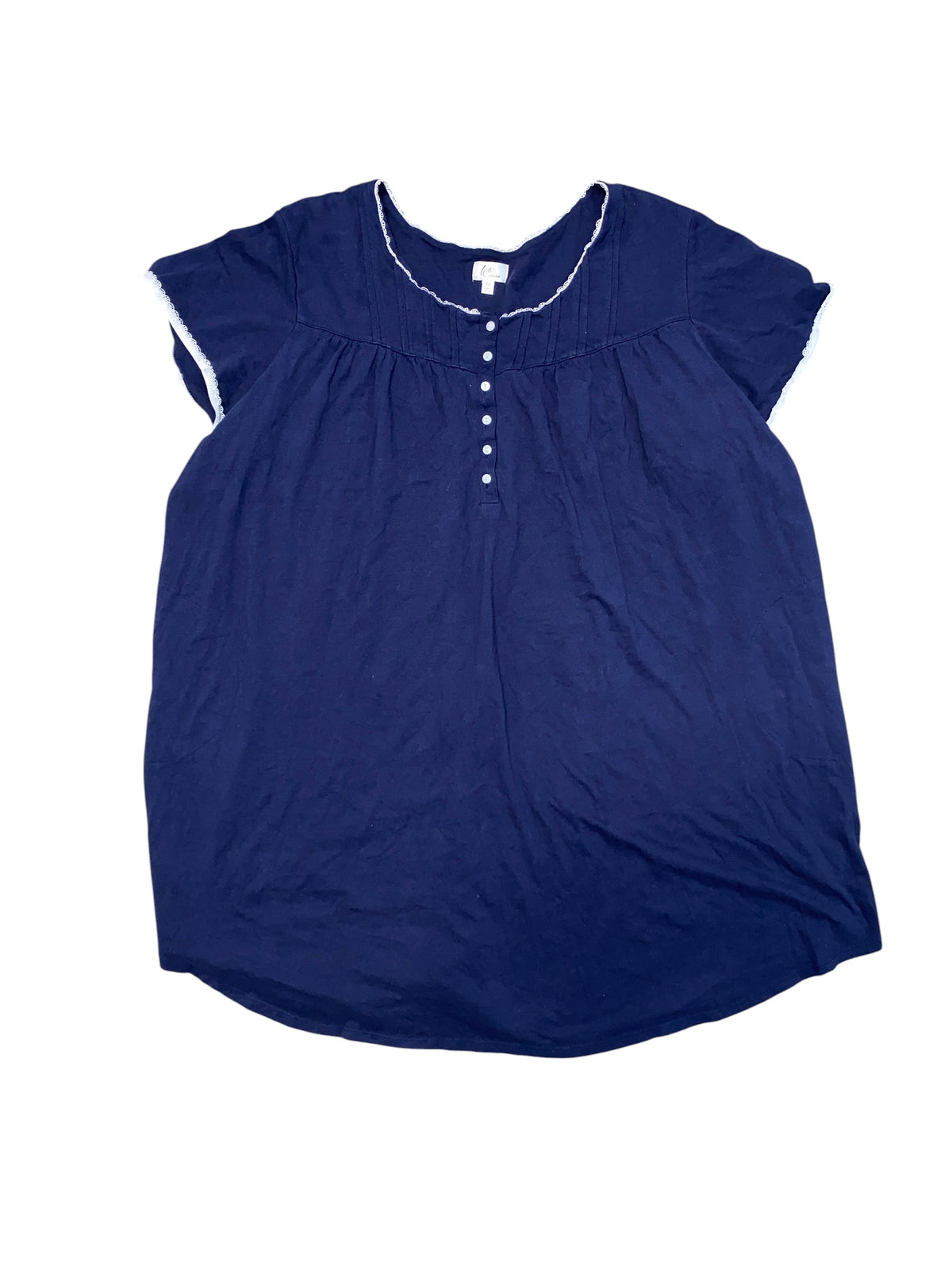 navy aria collection lace trim nightgown, 4X