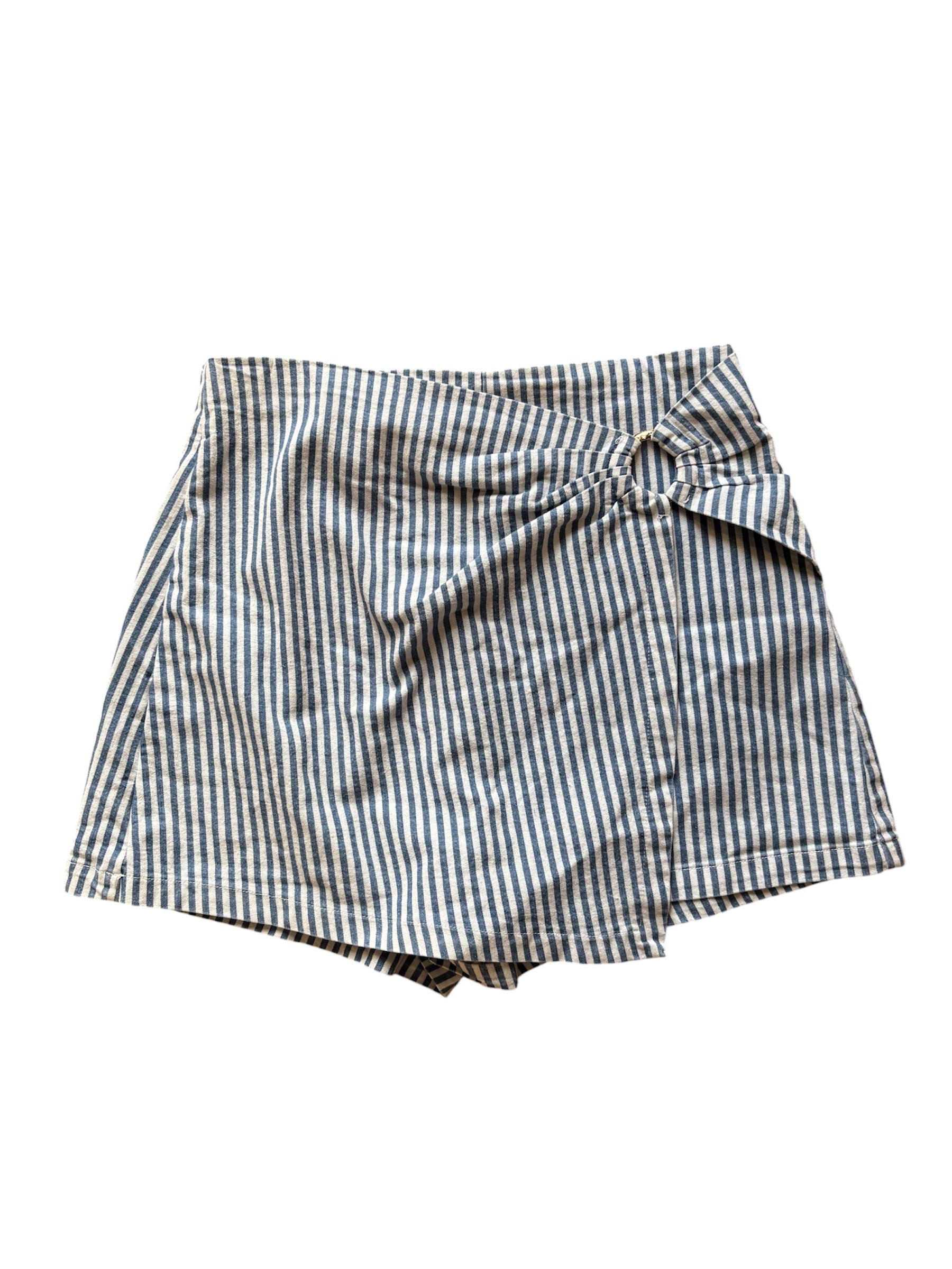 blue white flying tomato striped mini skort, med