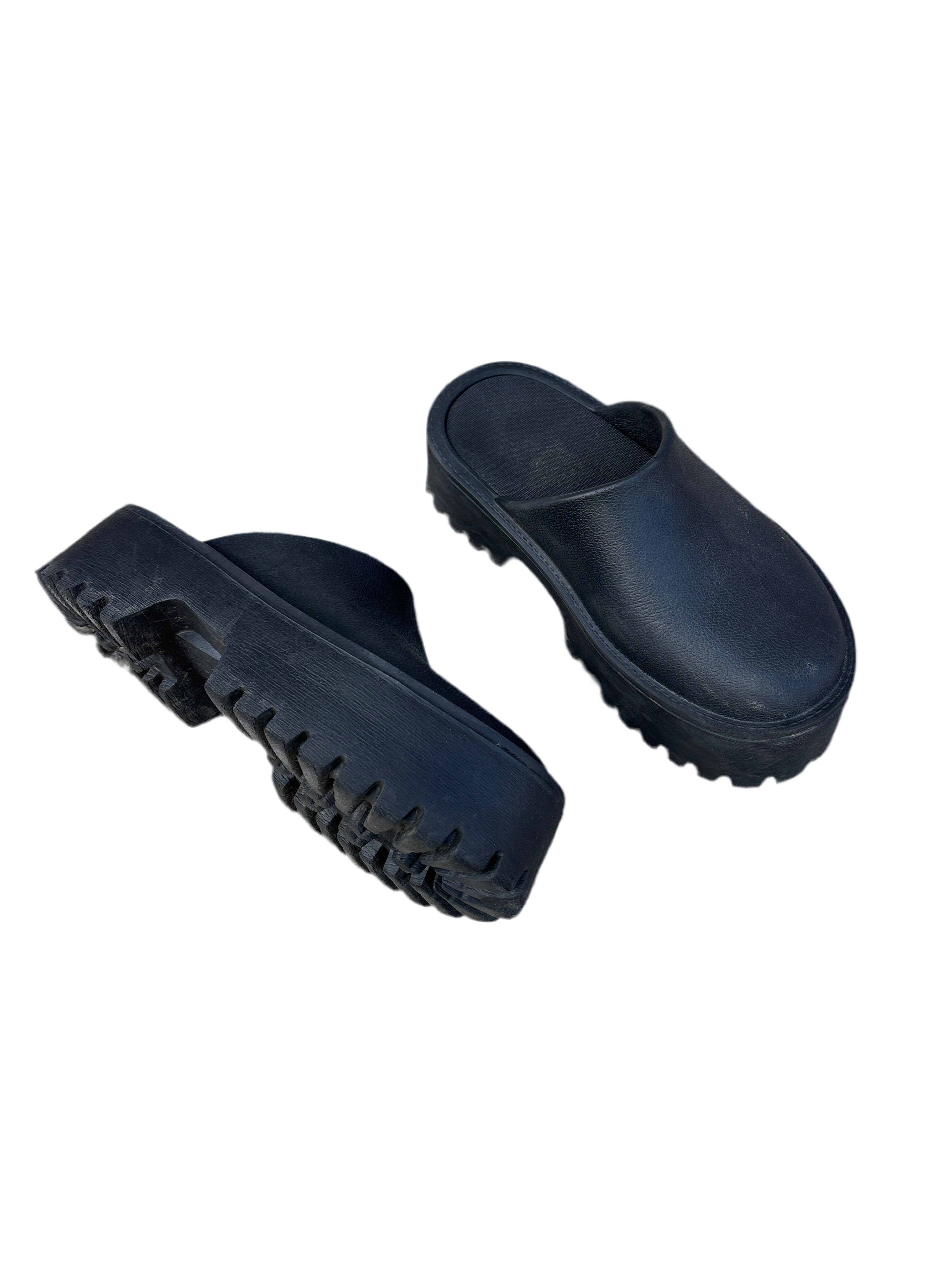 black  platform rubber mule, 5