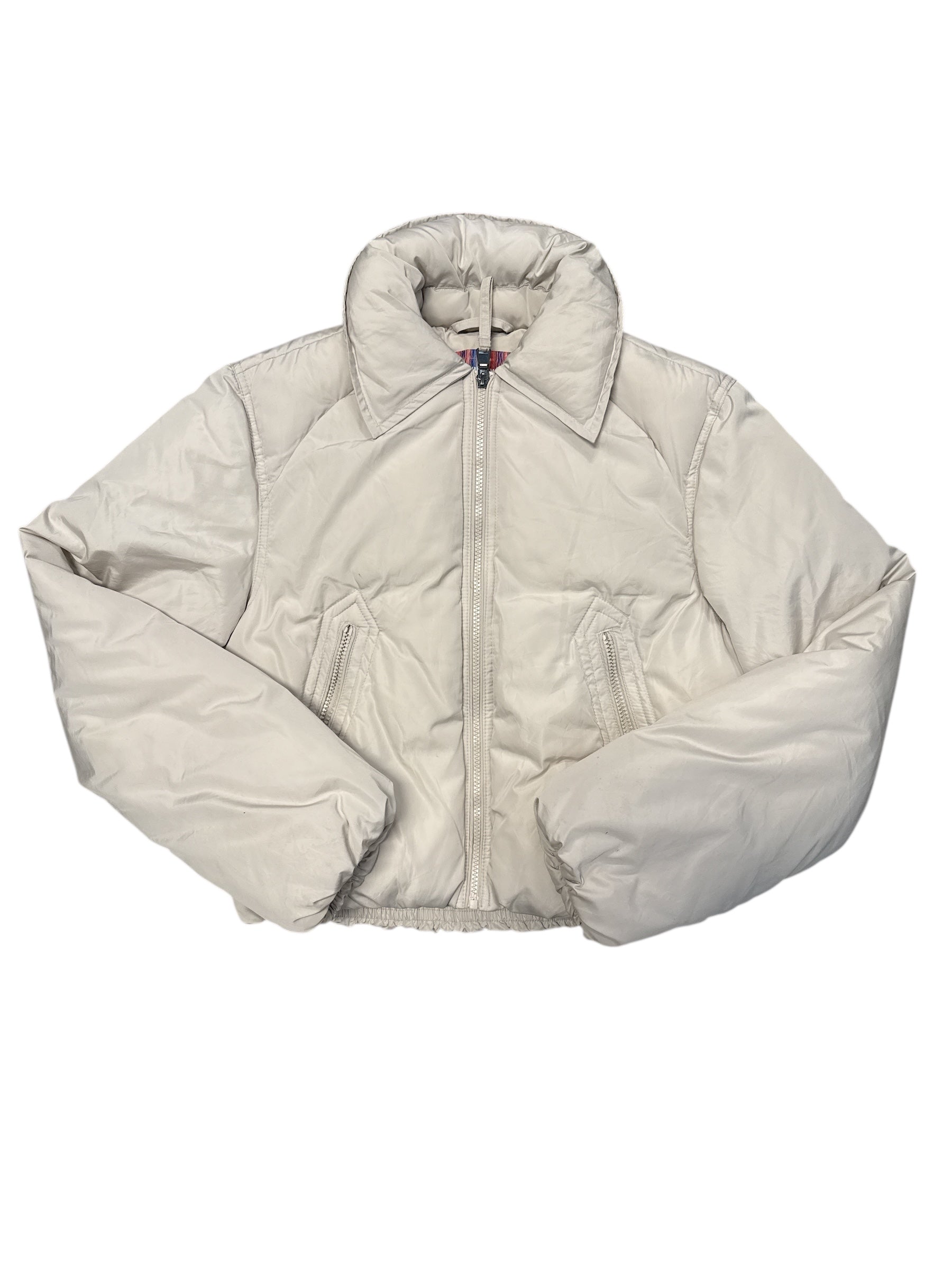 cream urban outfitters cropped puffer, s