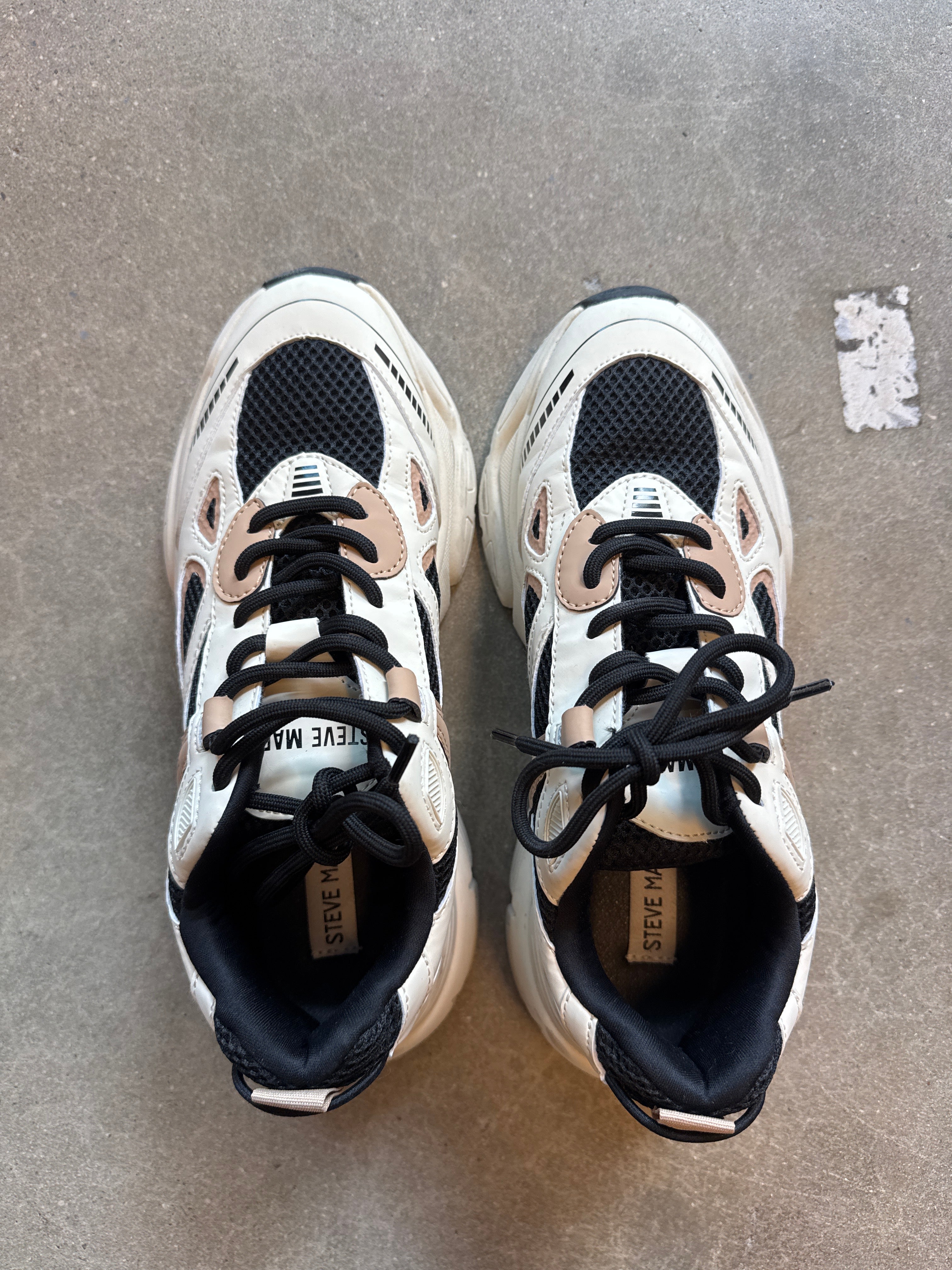 cream brown black steve madden chunky sneakers, 9