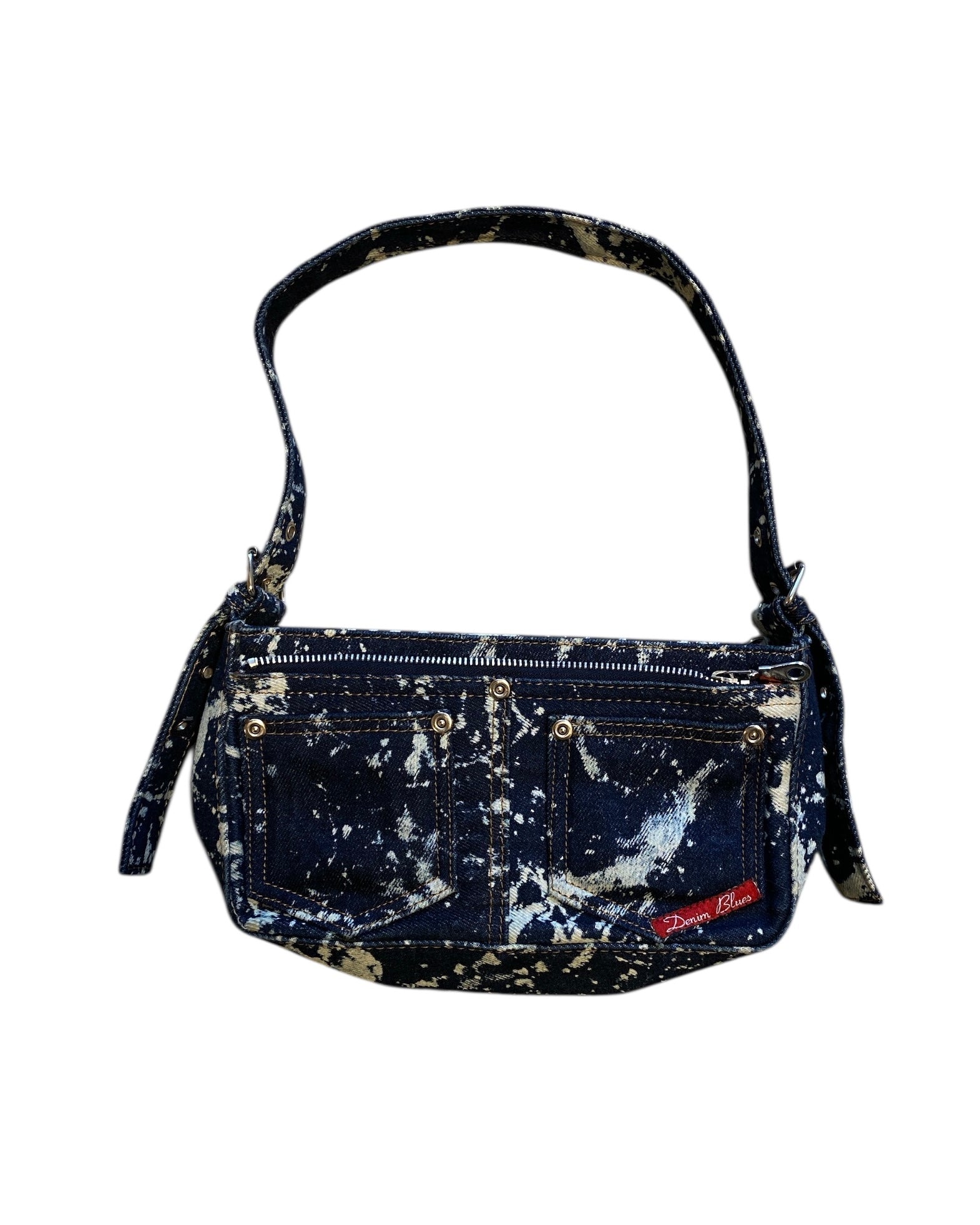 blue denim blues acid wash denim purse