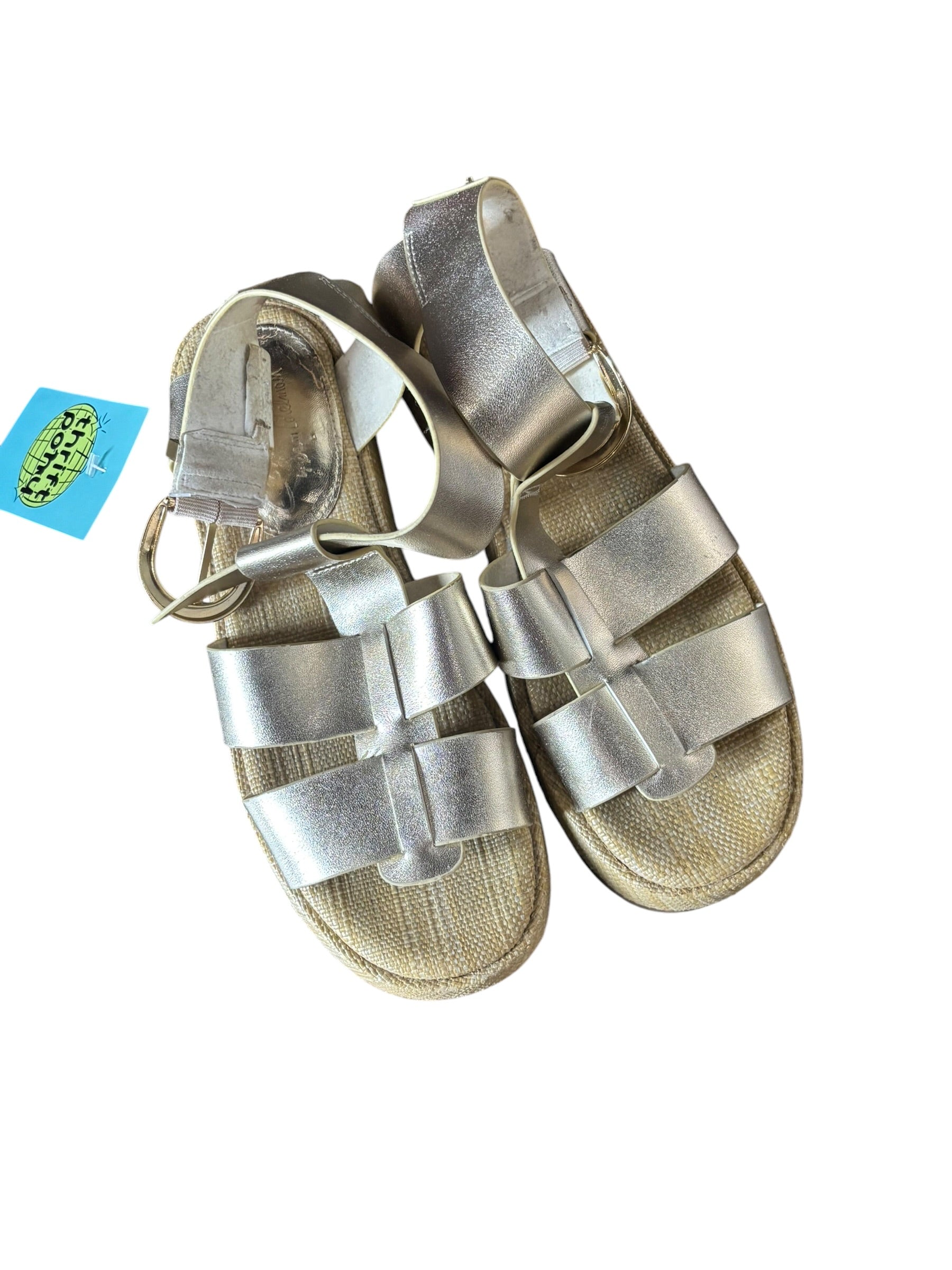 gold straw Sam edelman strappy sandals woven, 6.5