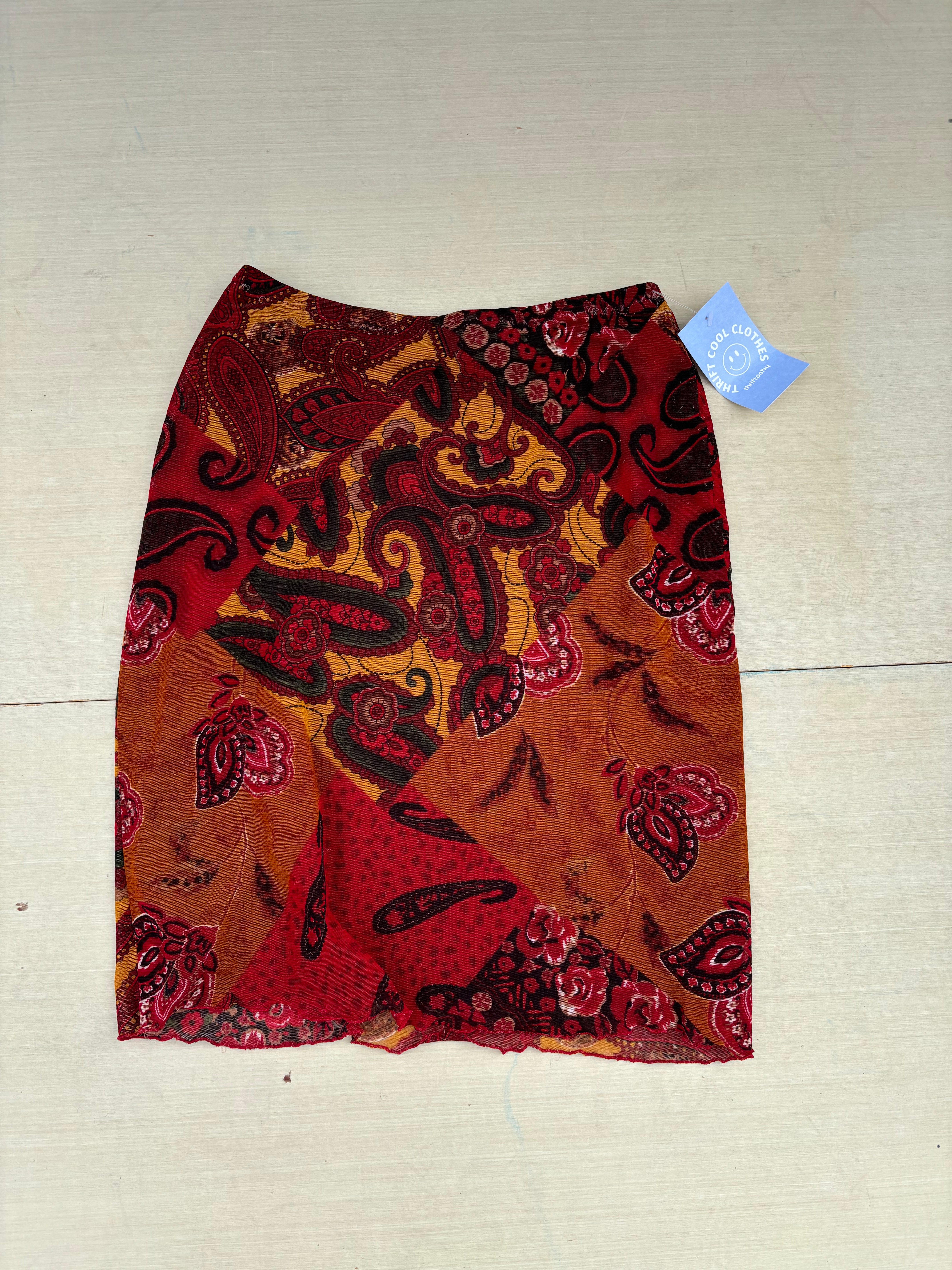 black yellow wild paisley skirt