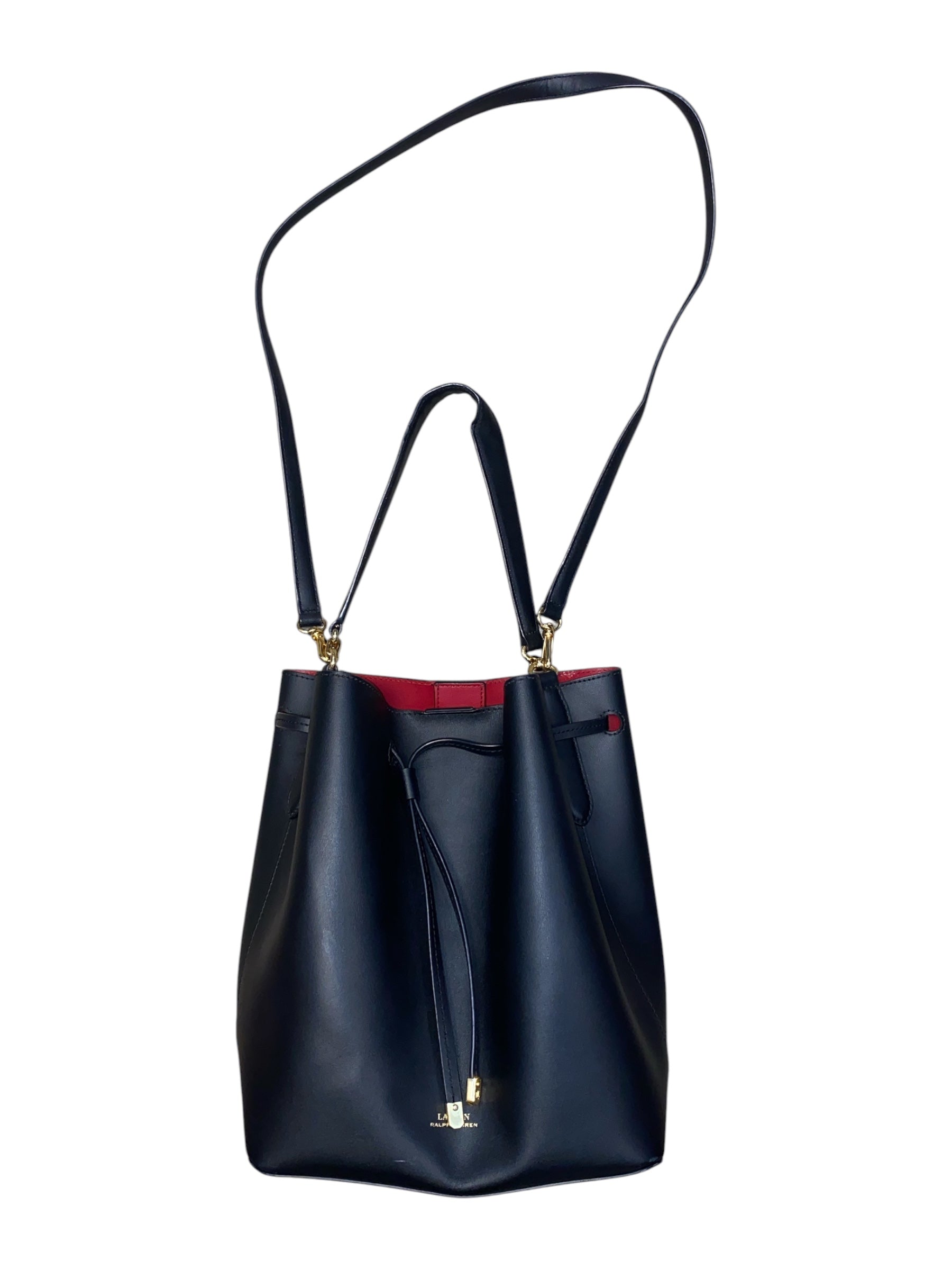 black red lauren ralph lauren bucket bag