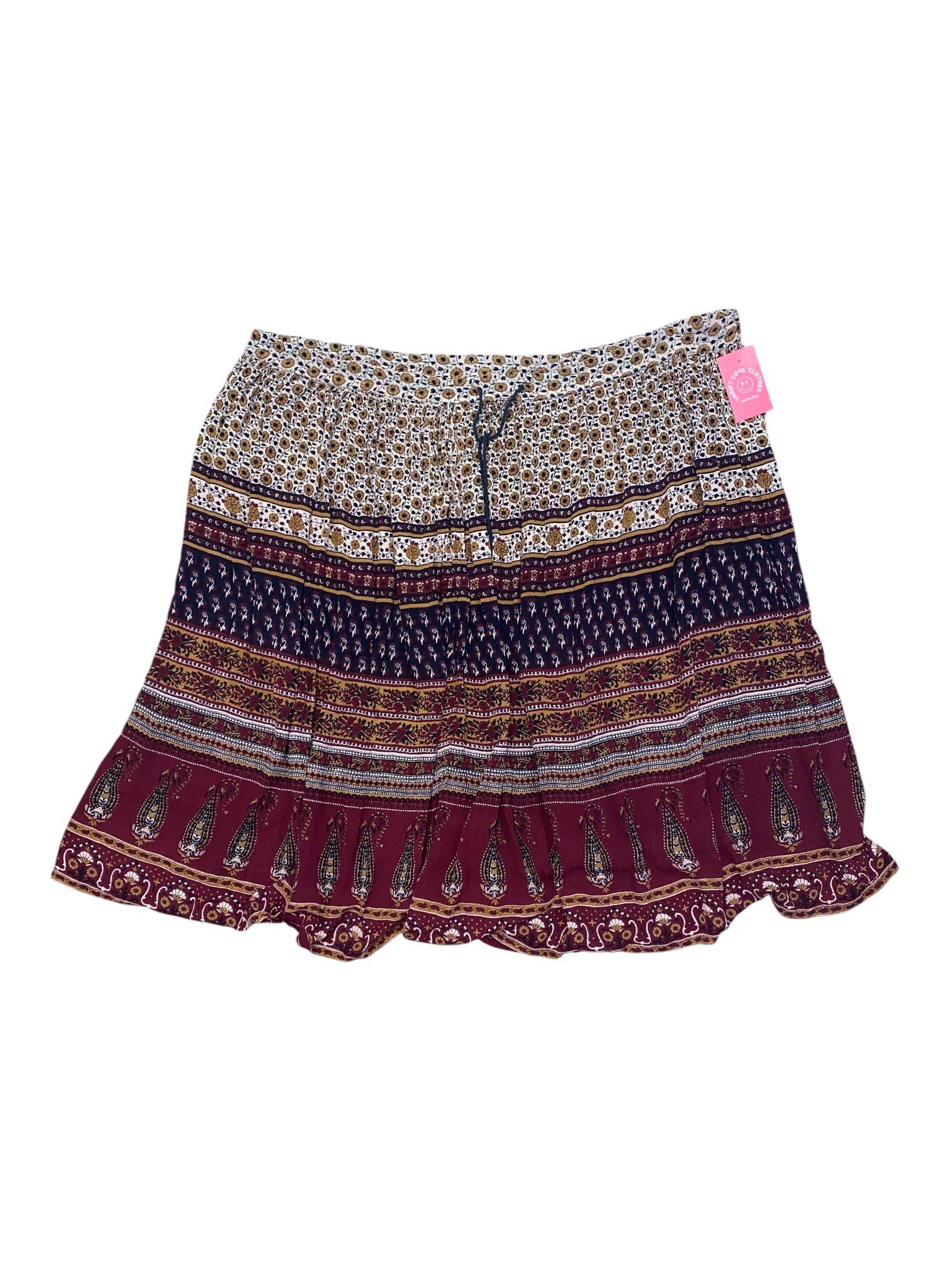 brown maroon navy sag harbor multi floral maxi skirt, 2x