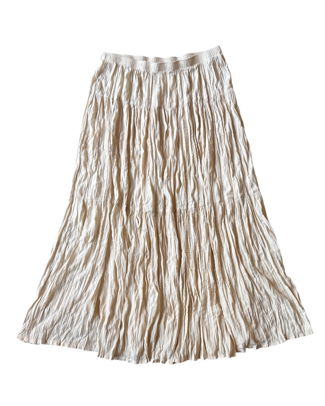 Tan Uniqlo Plisse thin maxi skirt, S/m