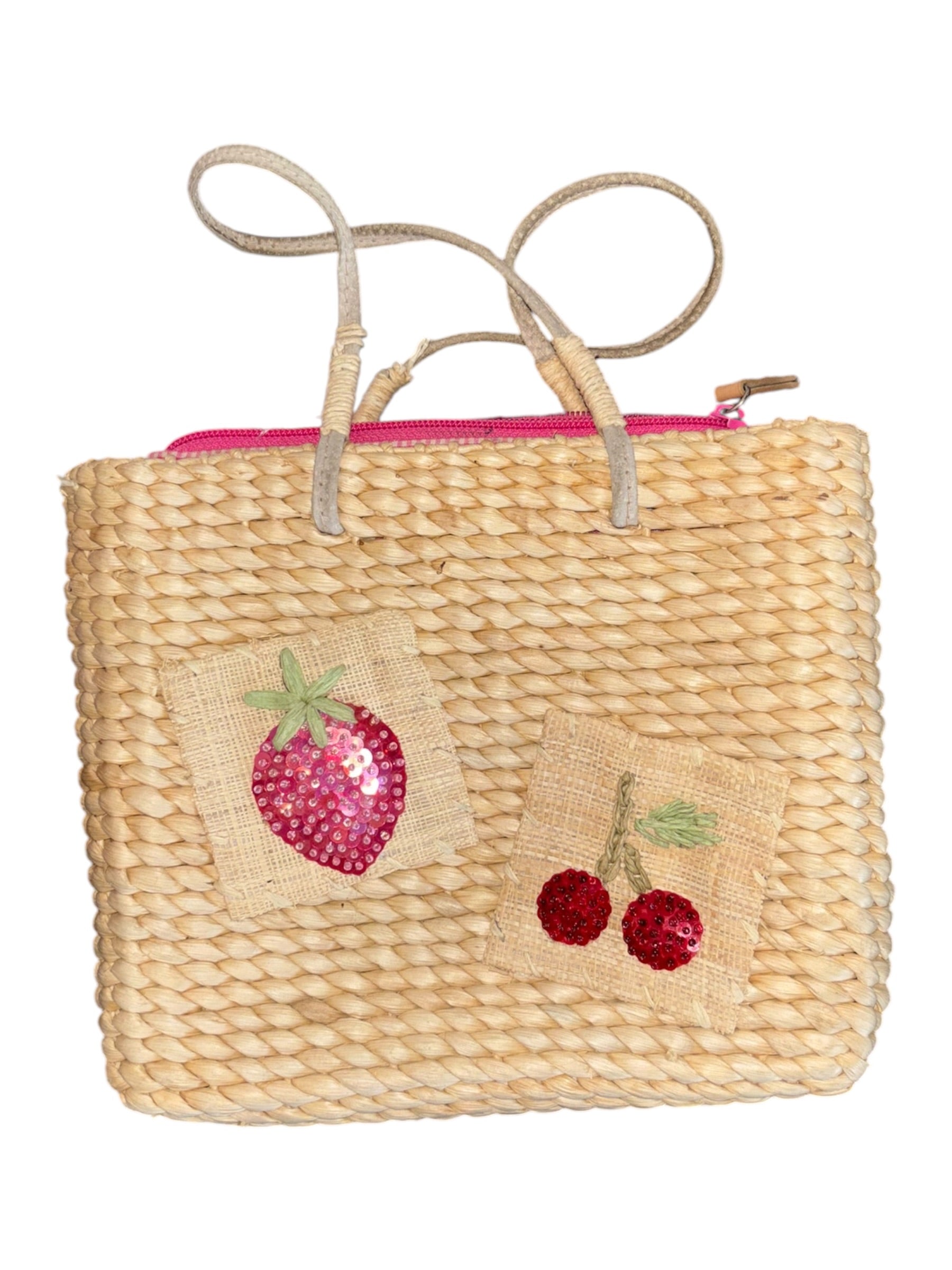 strawberry cherry whicker bag