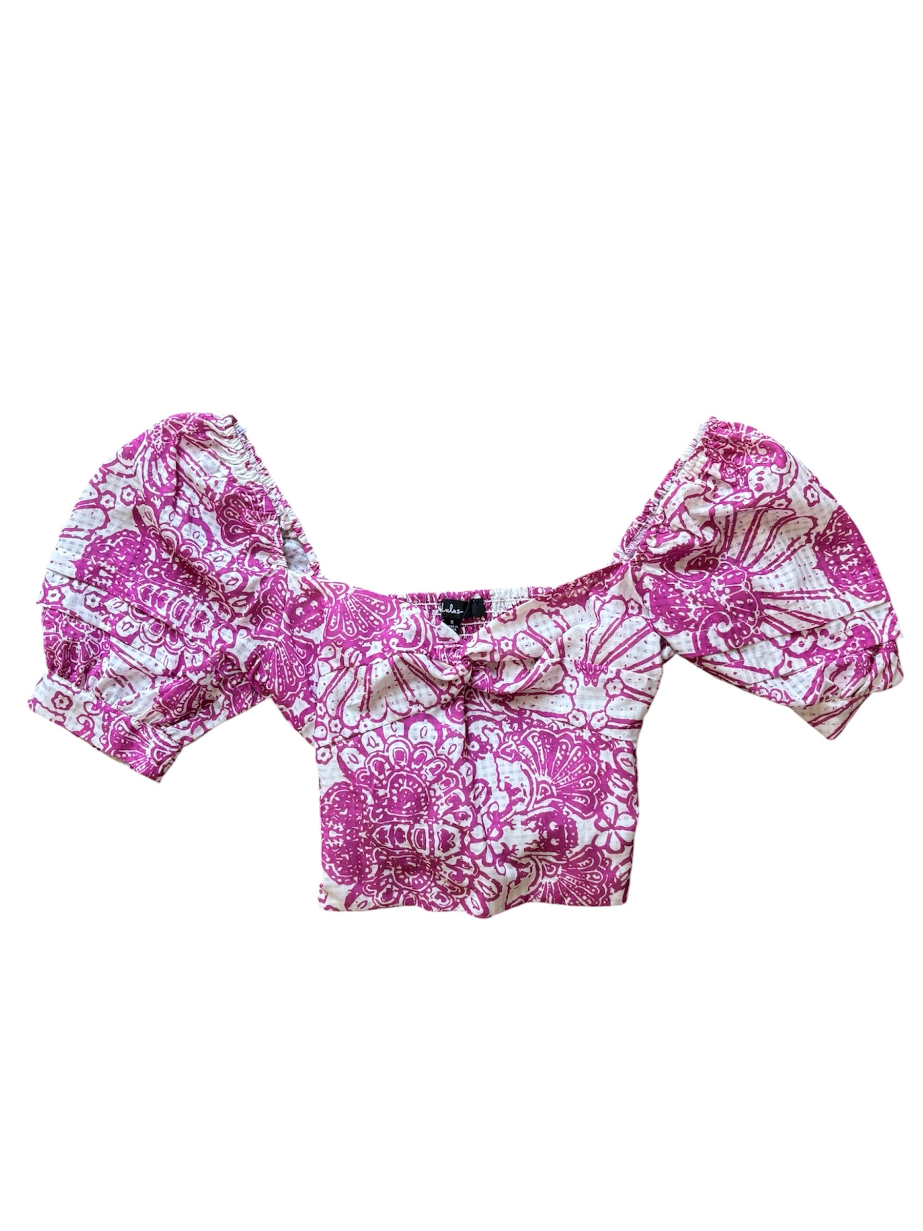 pink white lulus tie crop top, small