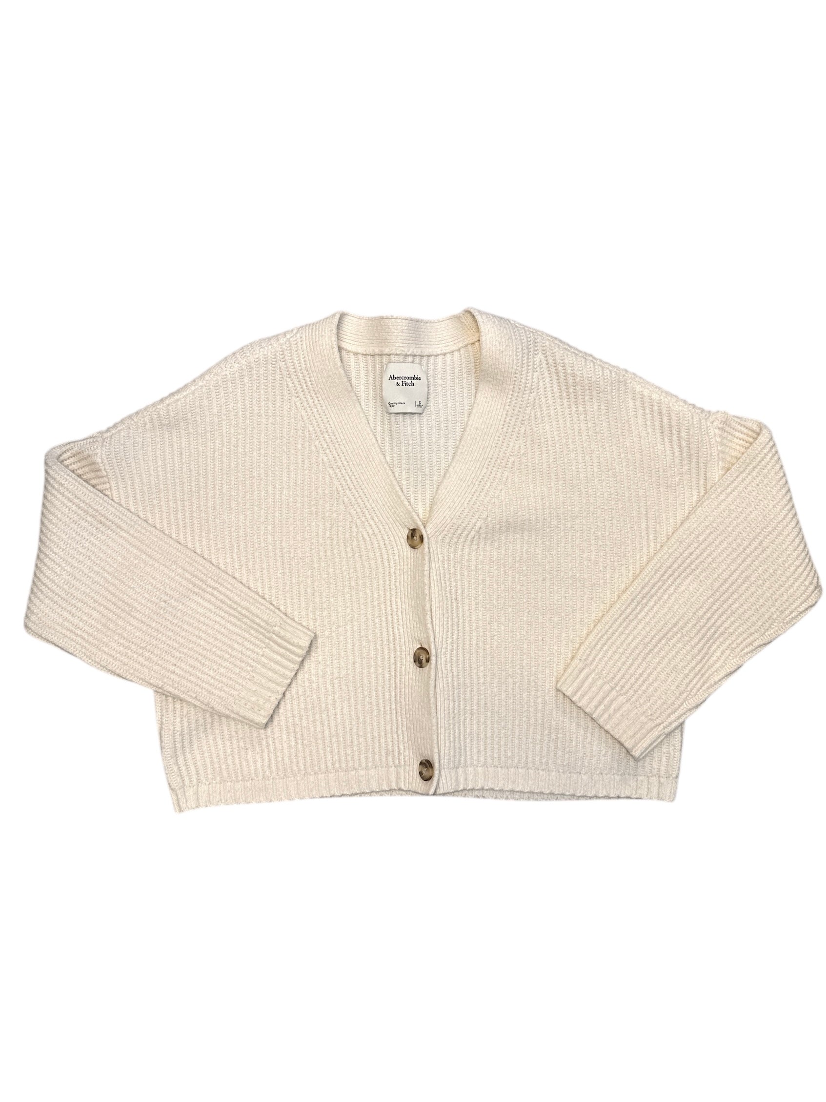 Whie Abercrombie Ribbed cardigan, S