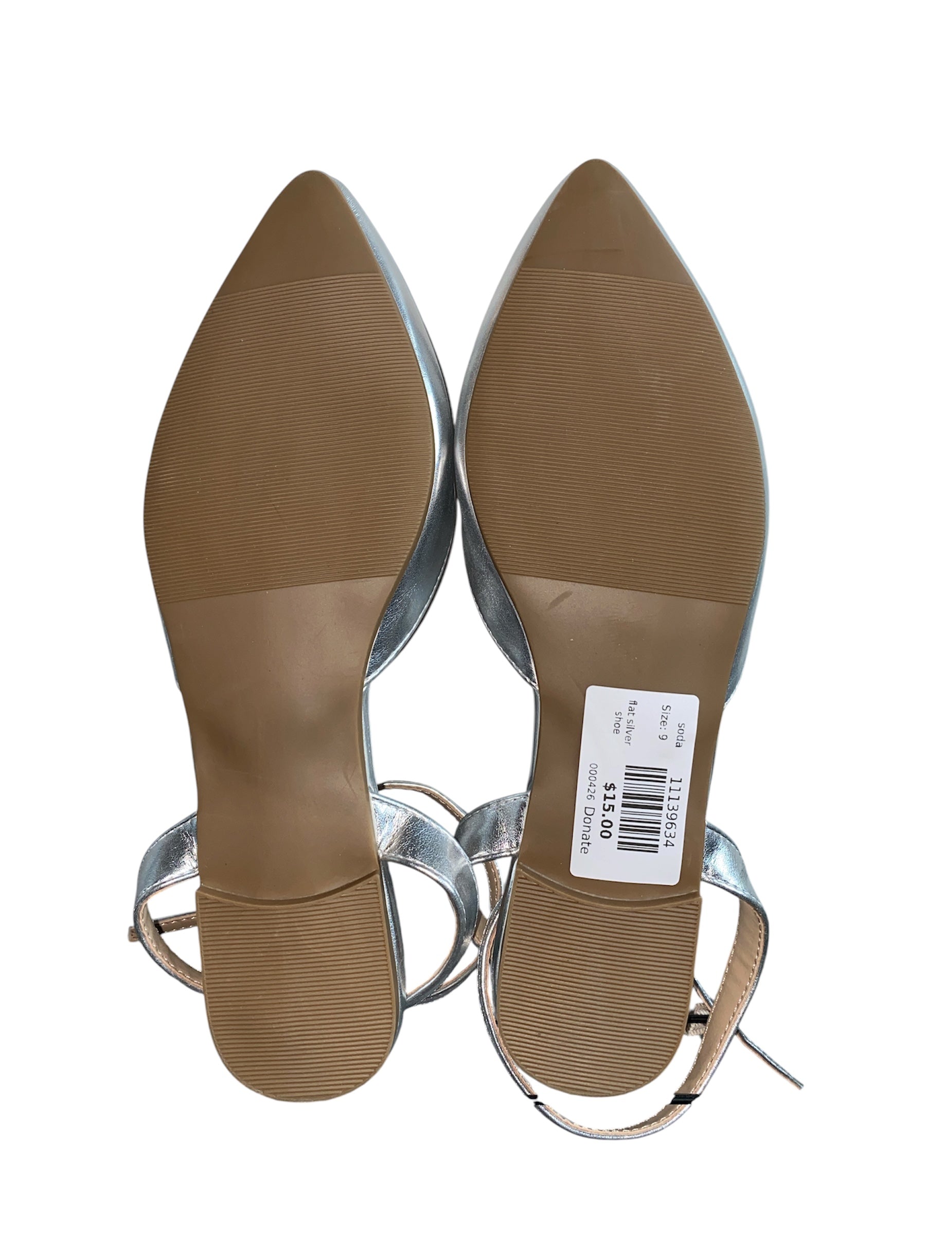 soda flat silver shoe, 9