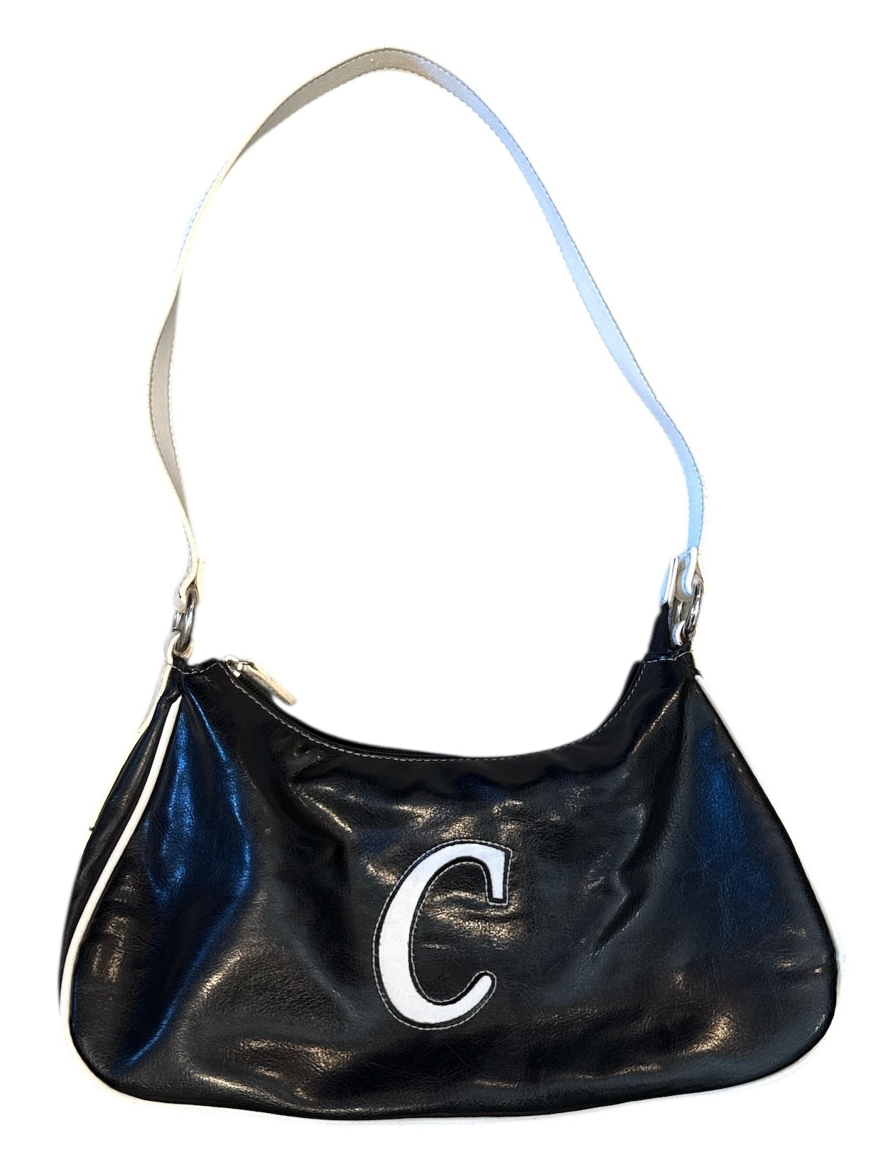 black white  y2k initial purse