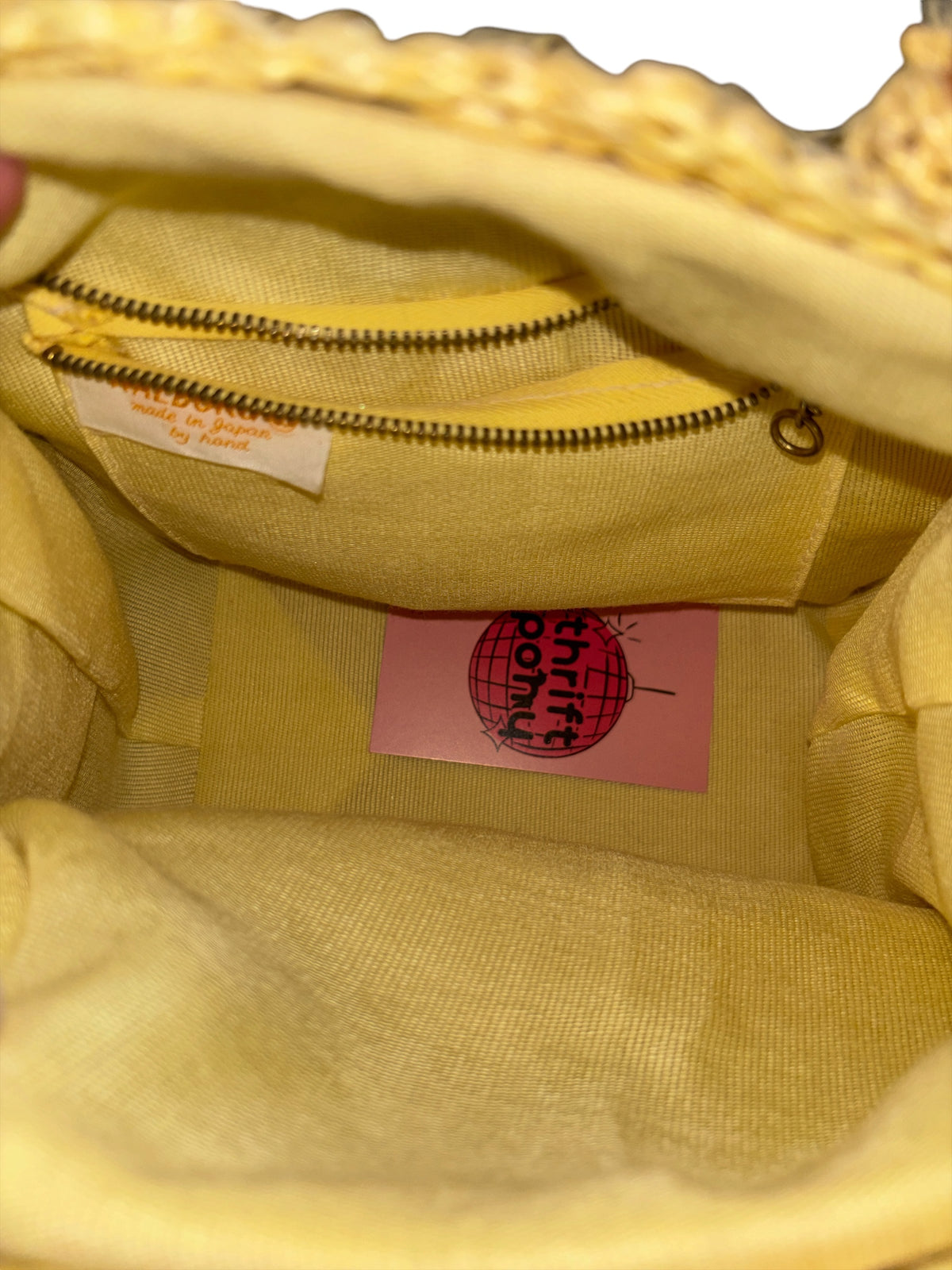 yellow brown walborg woven vtg handbag
