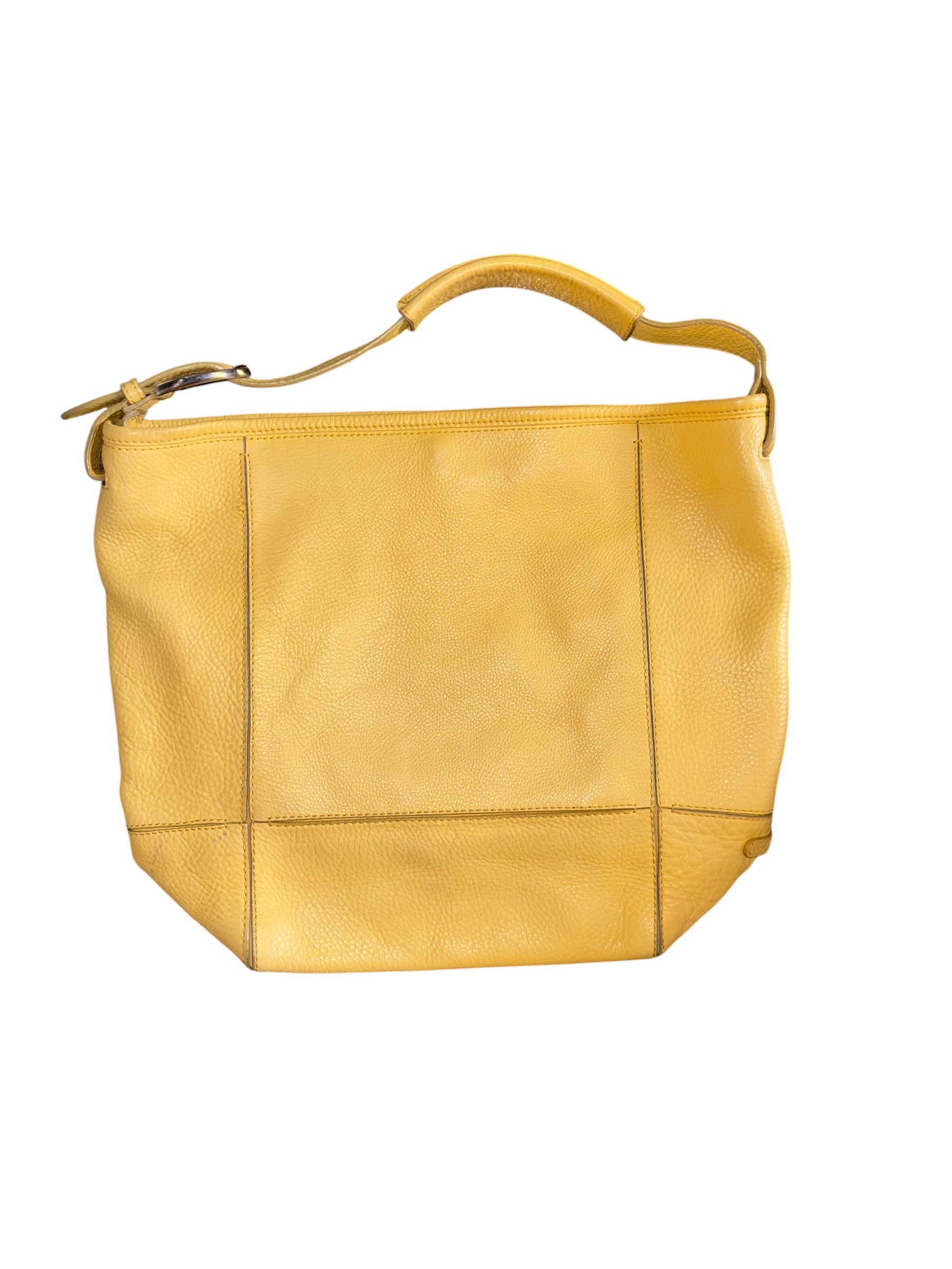 yellow cole haan bucket purse