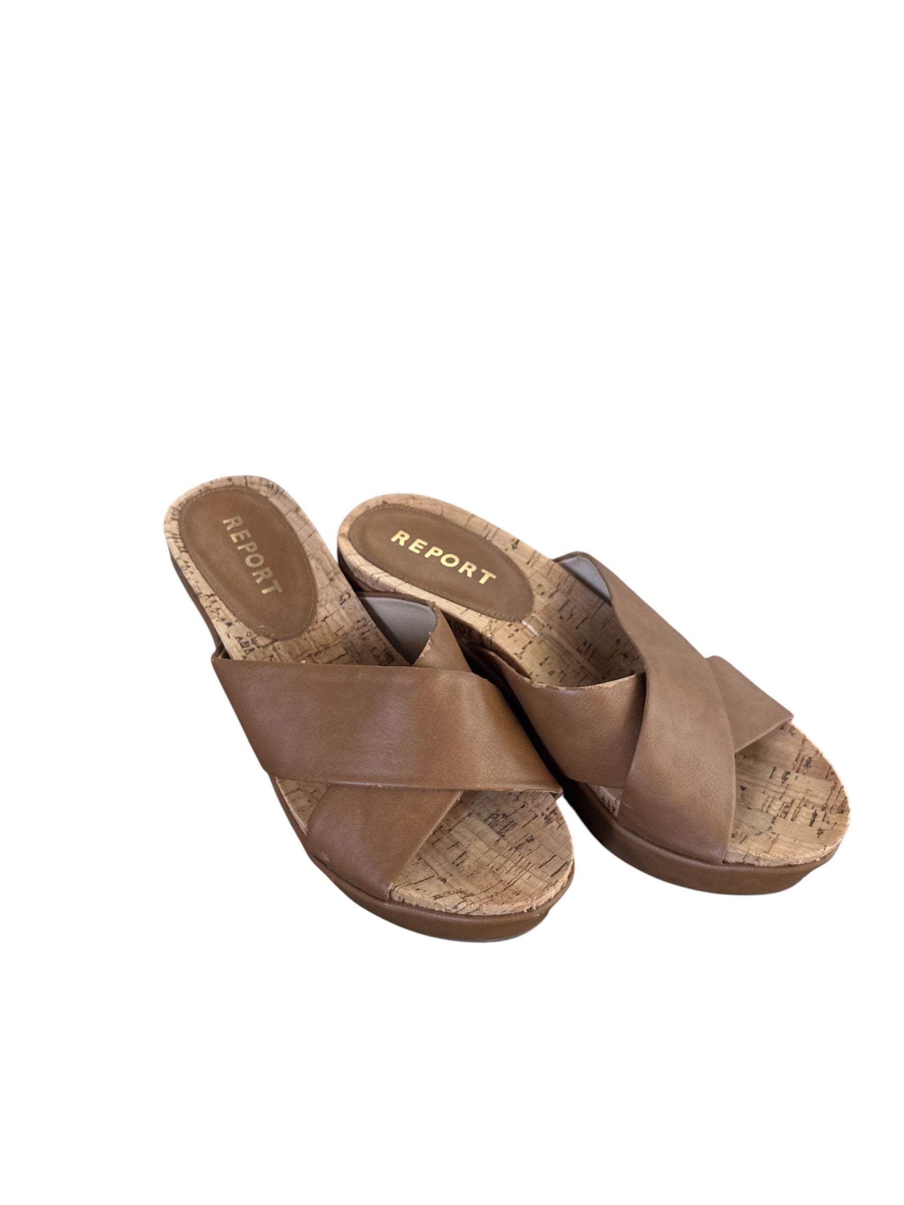 Brown Report Wedge cork heels, 7.5