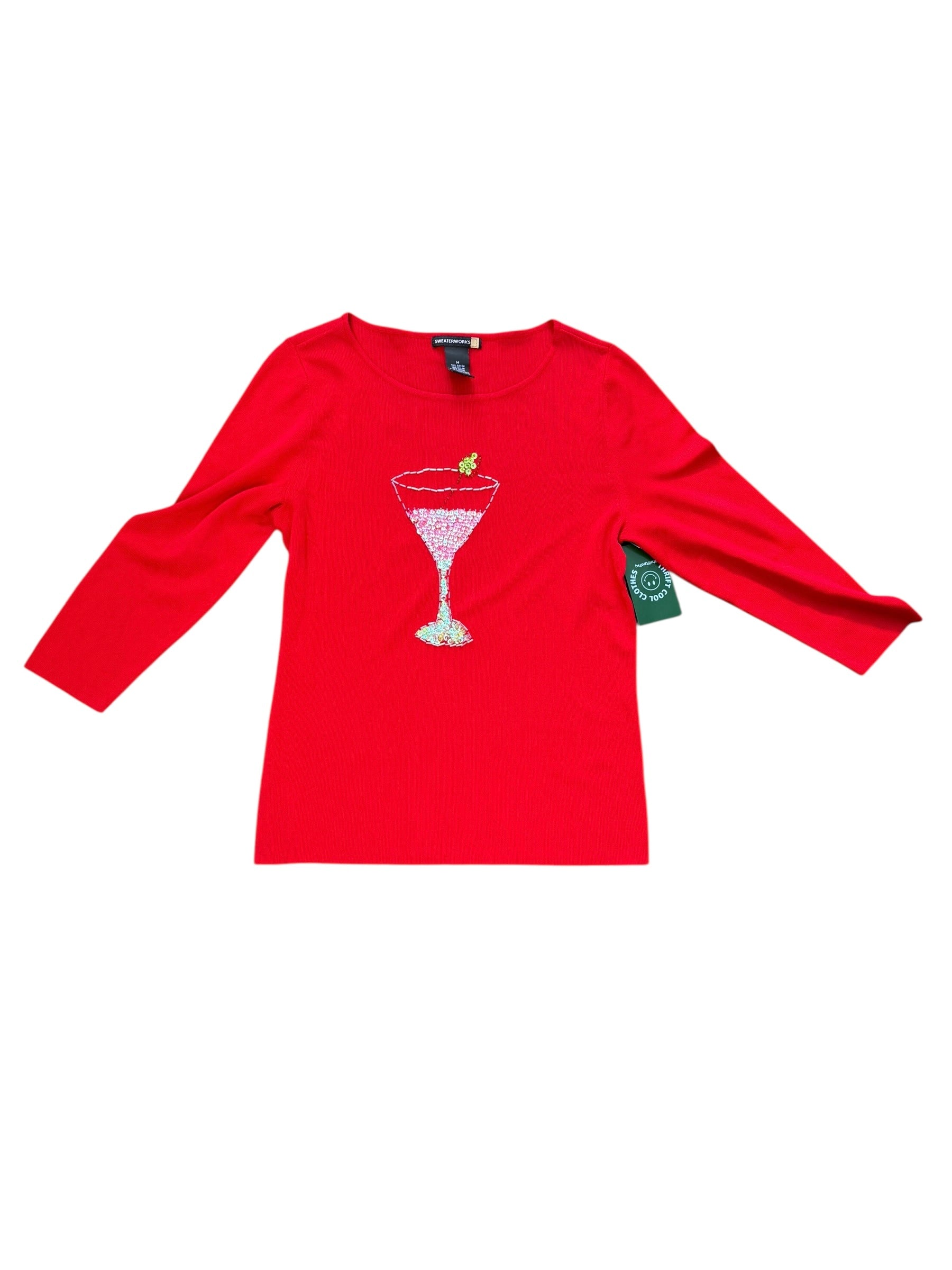 Red Sweaterworks Sequin cosmo top, M