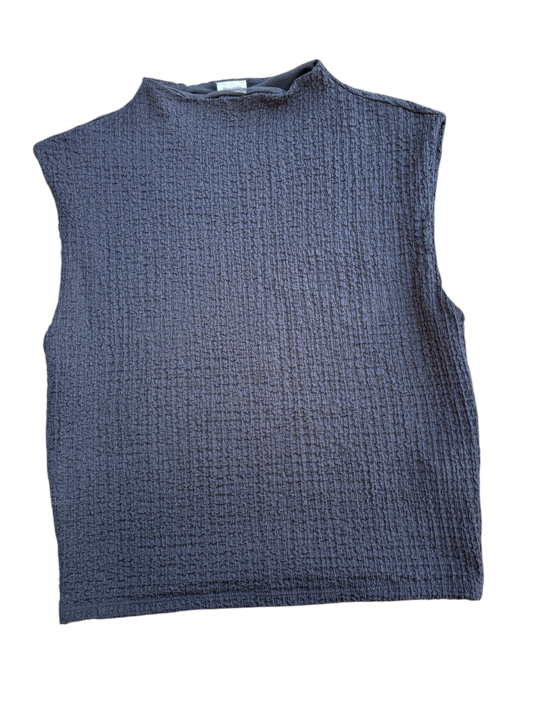 black Abercrombie textured high neck tank, l