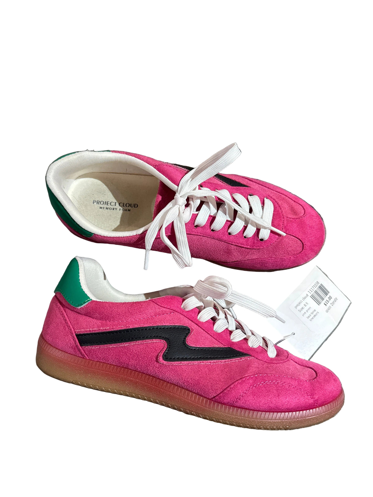 pink green project cloud two tone sneakers, 8.5