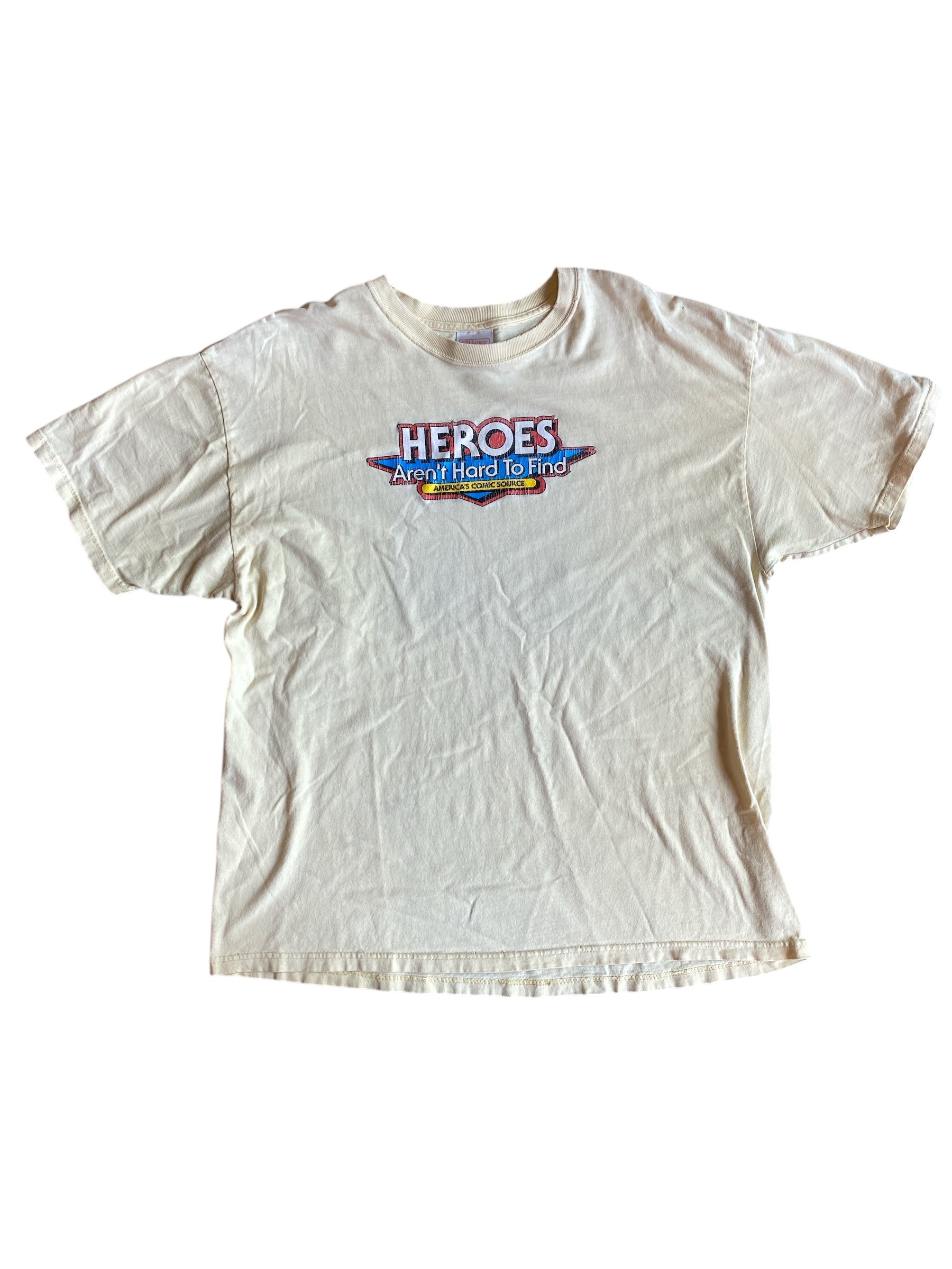 yellow hanes beefy tee heroes aren't hard to find tee, XL