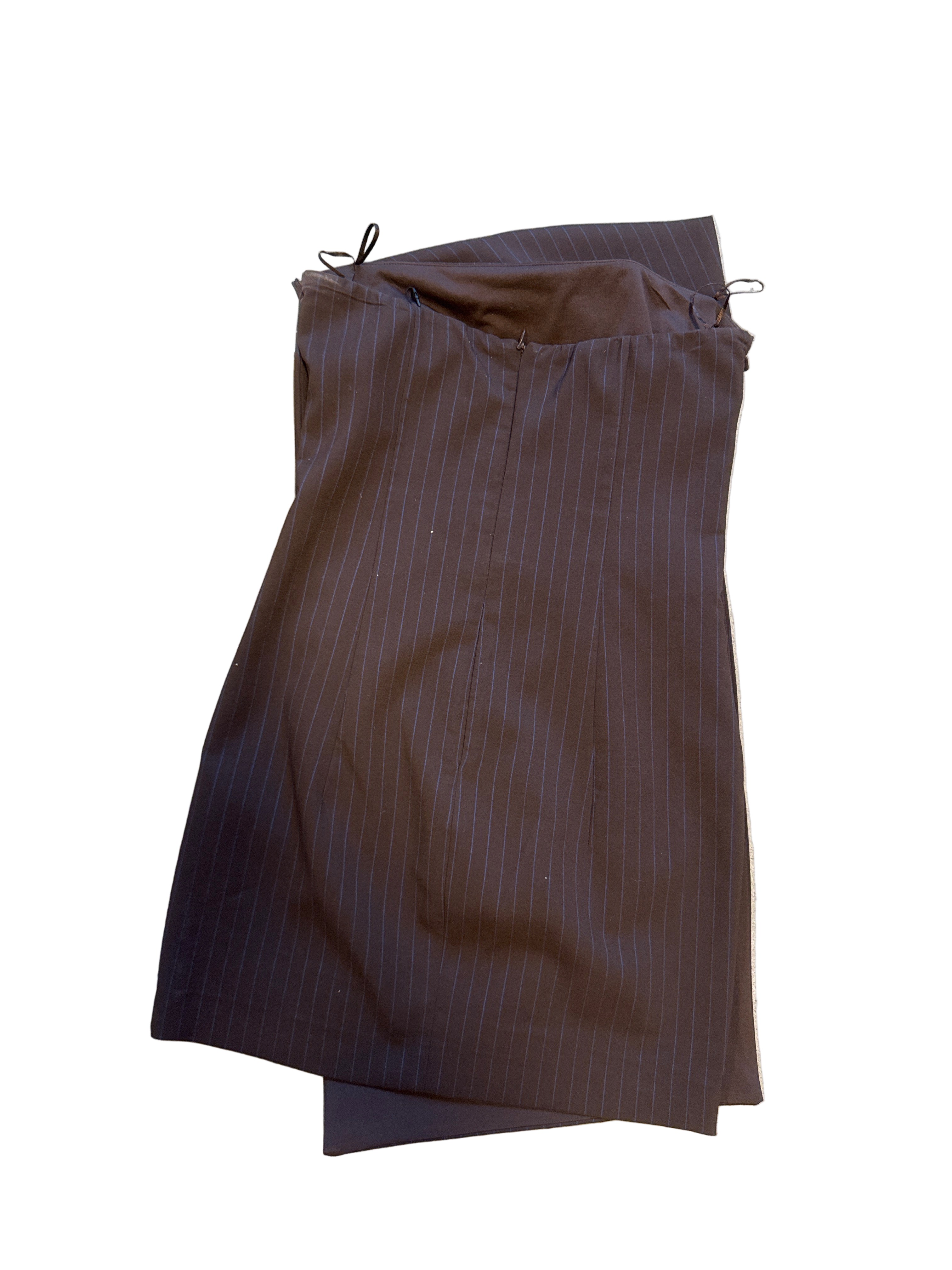 brown blue zara strapless striped mini dress, xs