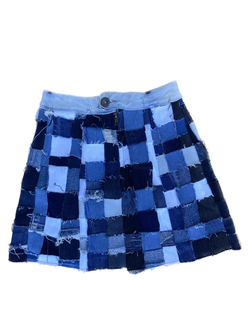 handmade upcycled patchwork mini skirt, xs