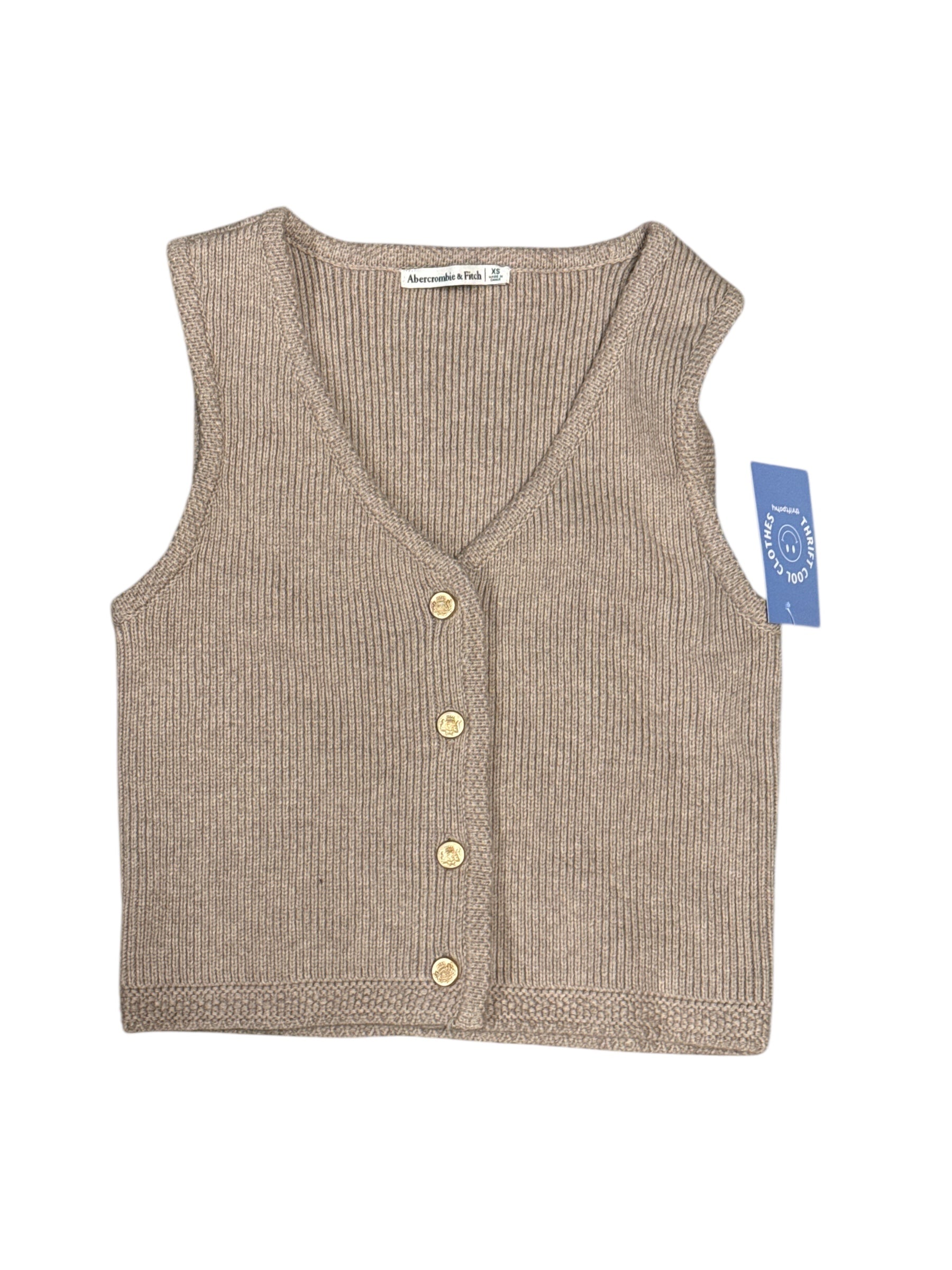 beige abercrombie knit sweater vest, xs