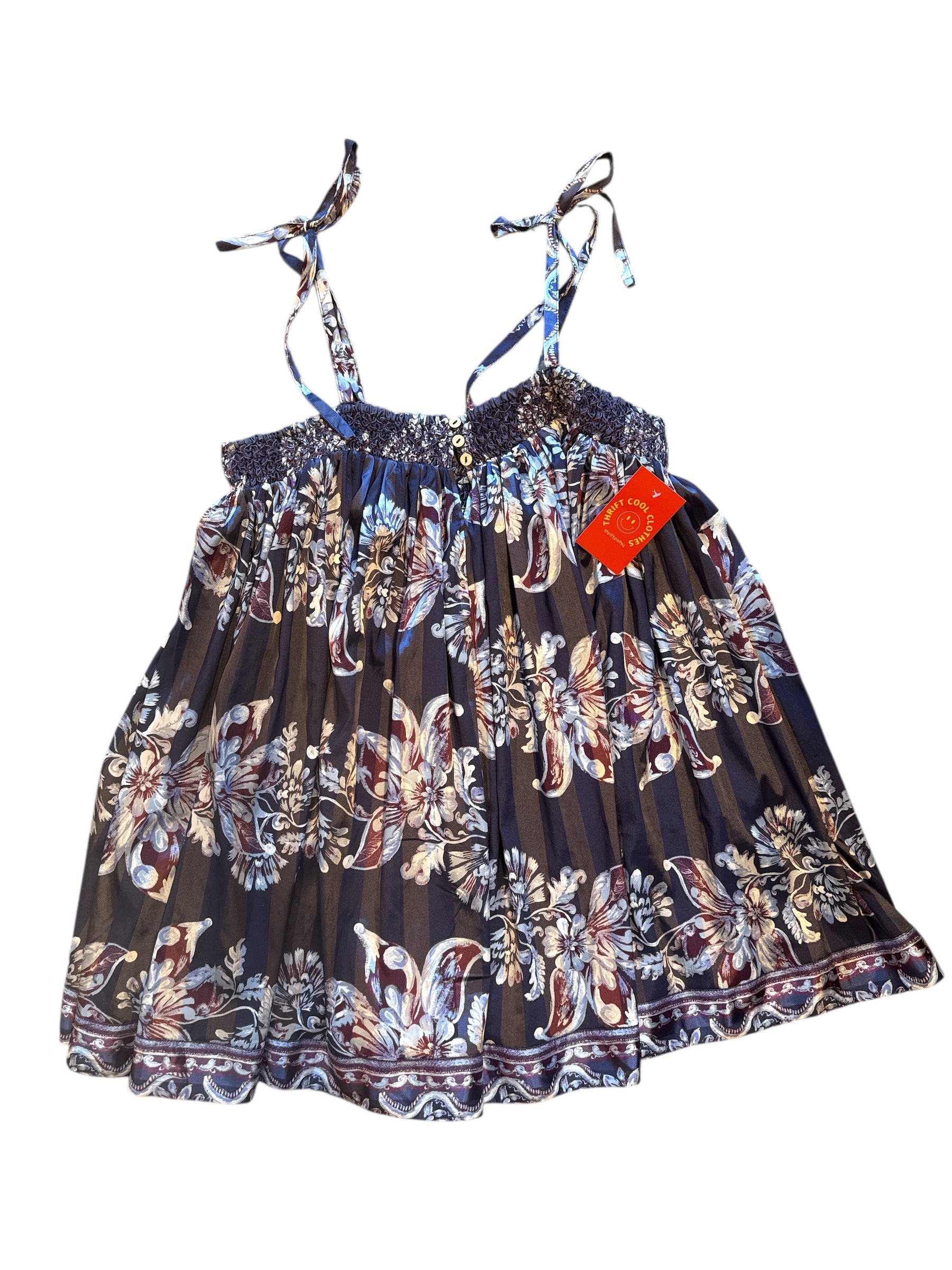 blue free people flowy silky dress, small