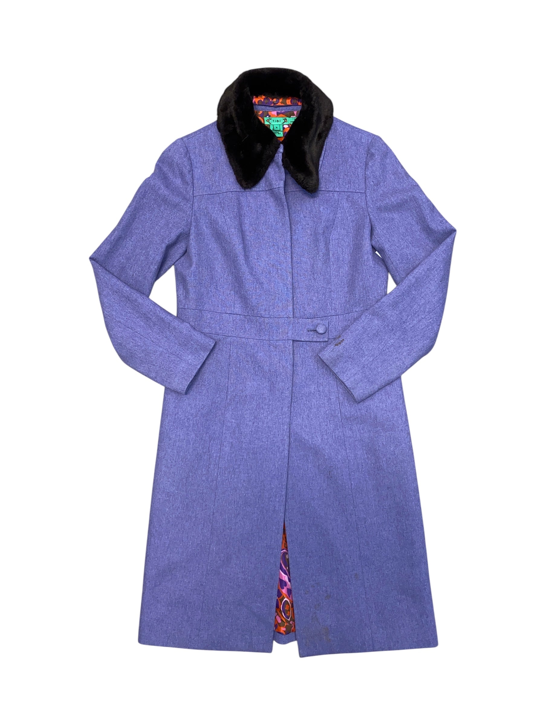 Purple Tibi Wool trench w faux fur collar, 4