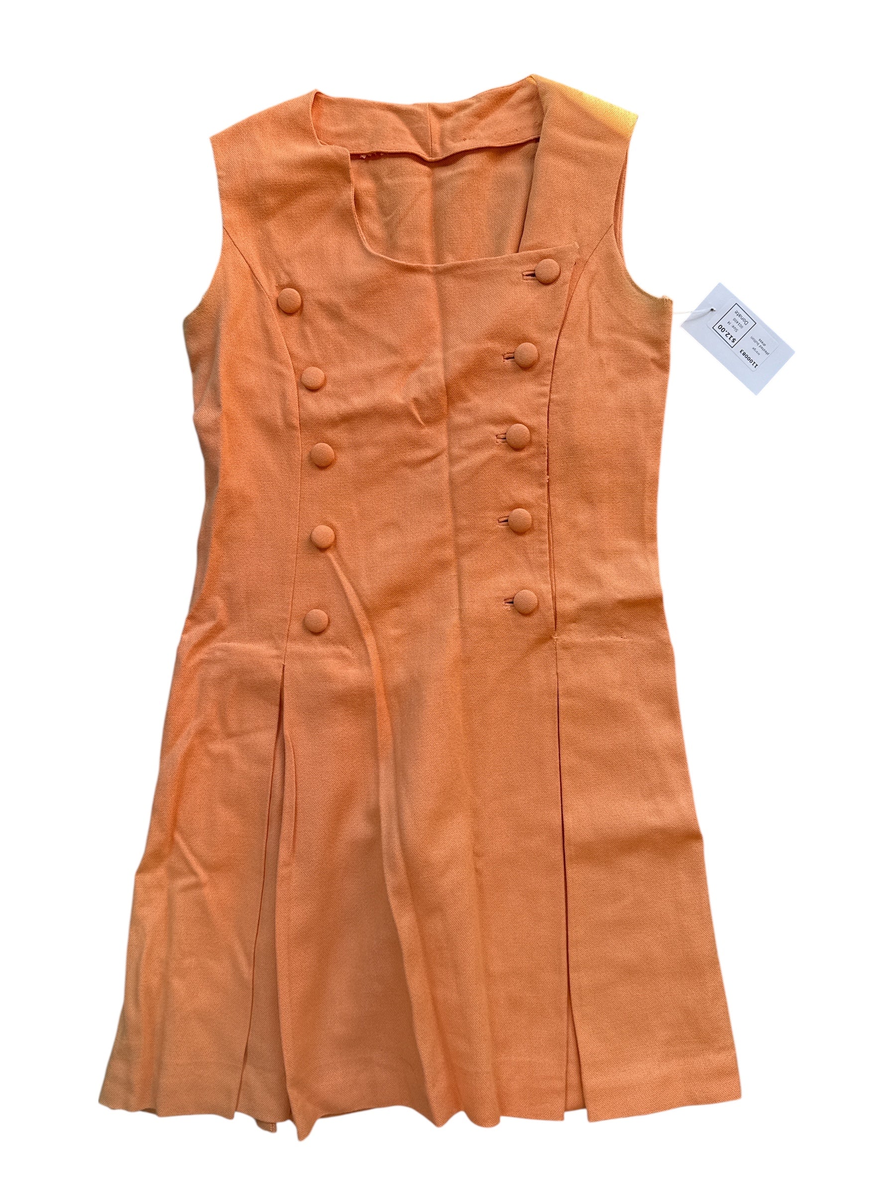 orange  pleated button dress, M