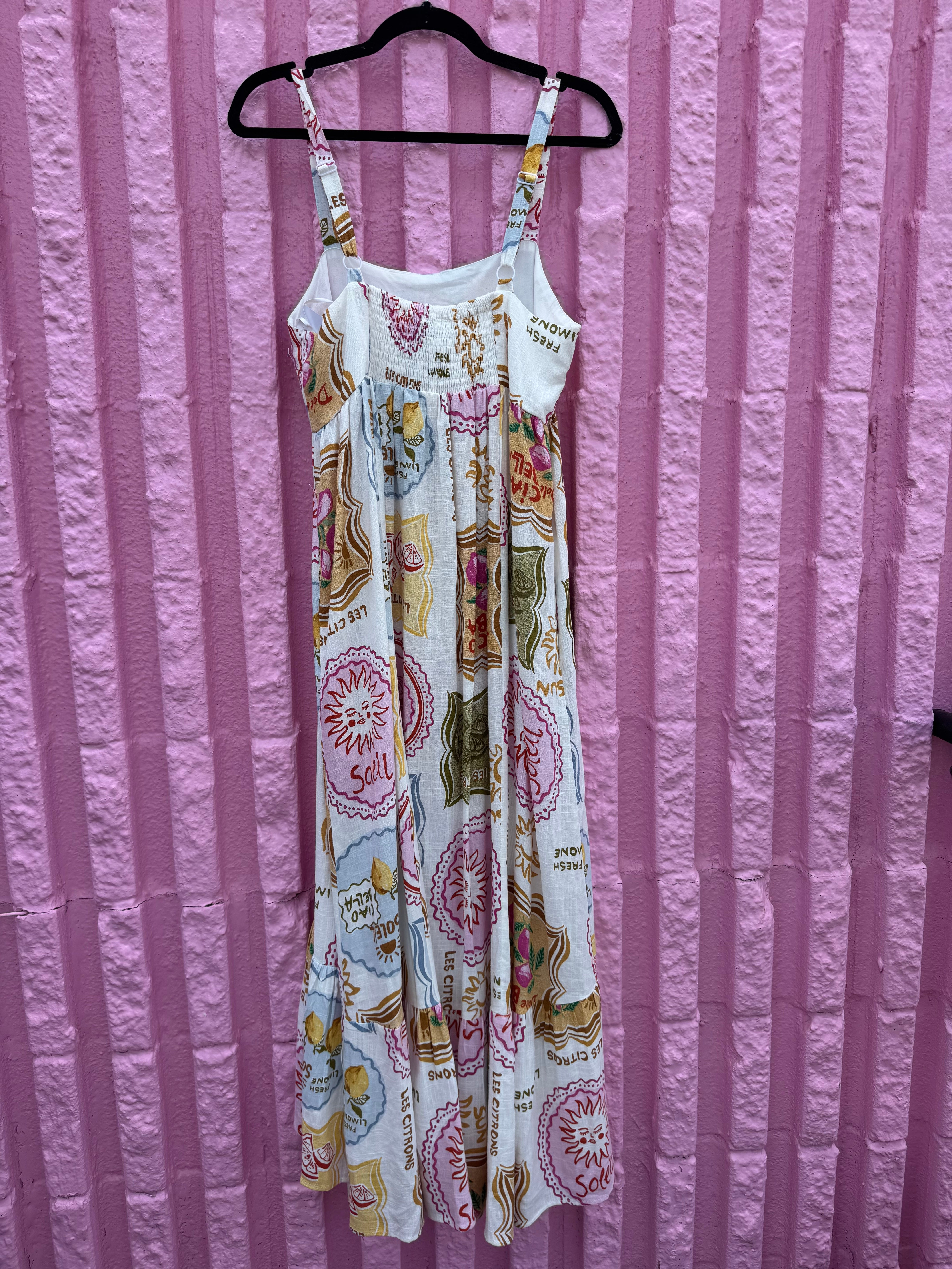 white pink red paper heart nwt floral dress, M
