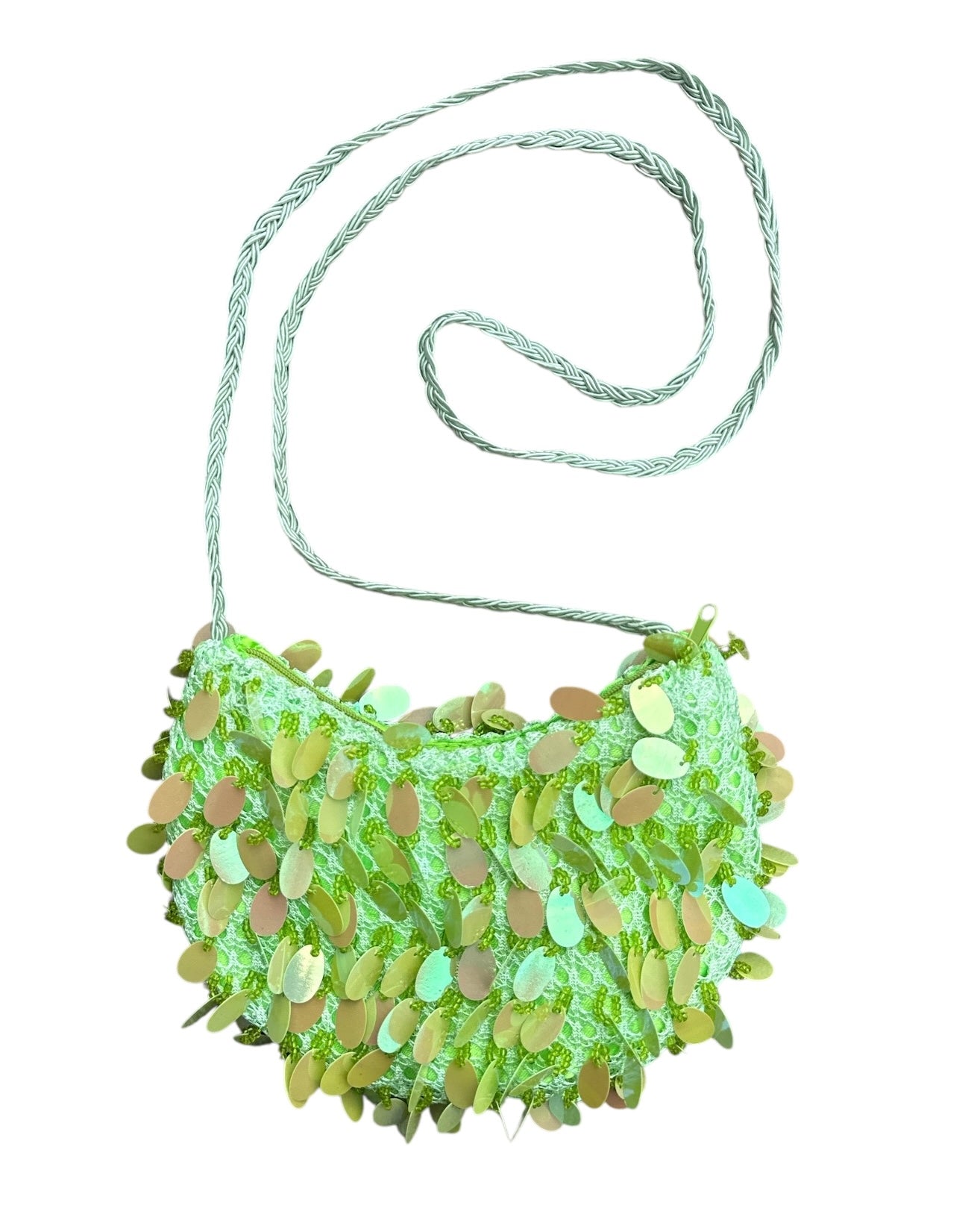 Lime green  sequin moon bag