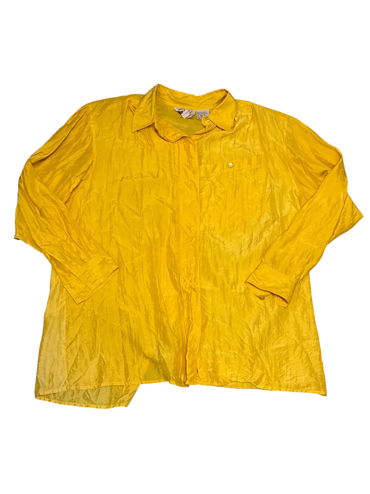 Yellow Cali vtg 100% Silk button up, 16