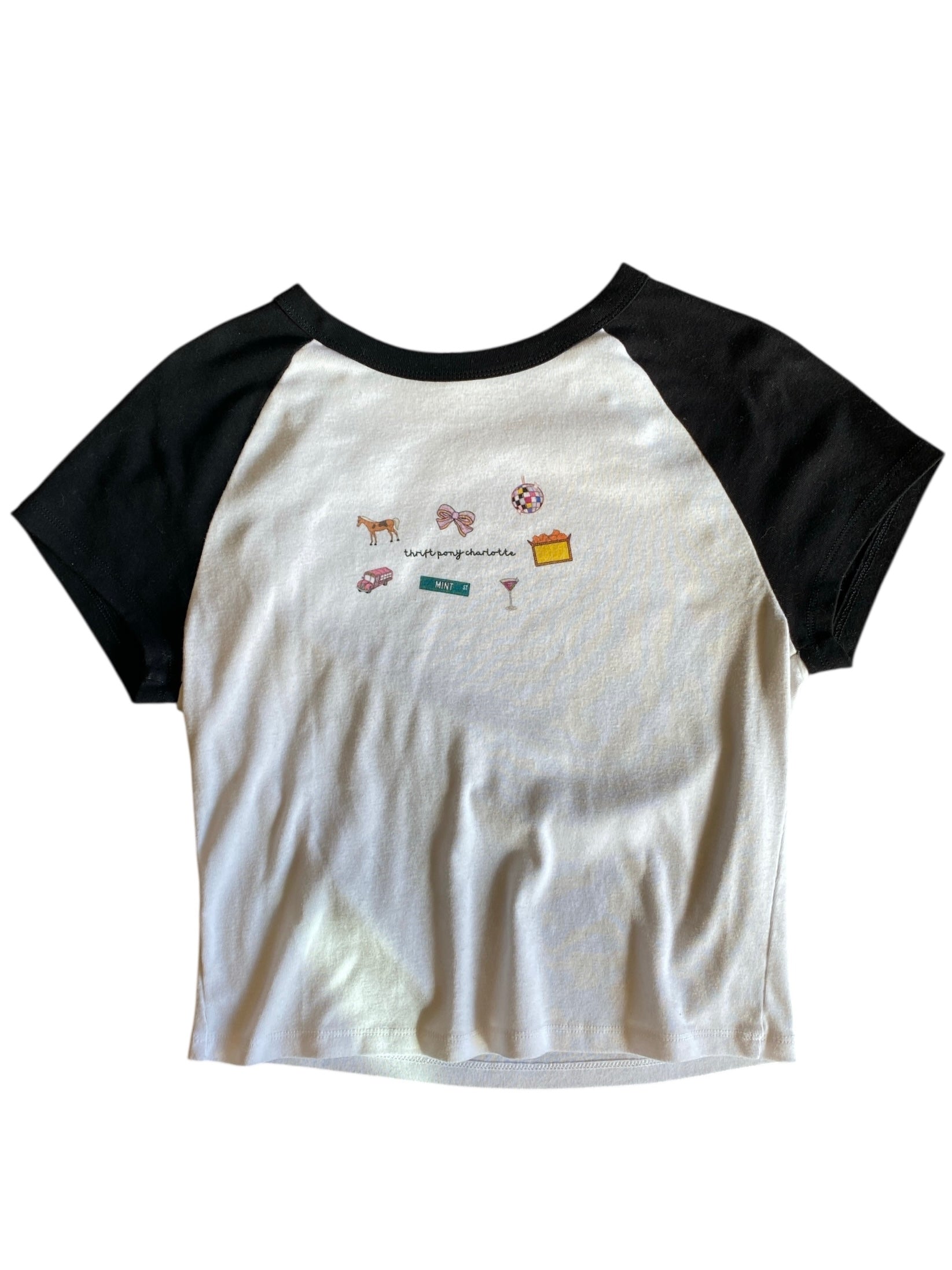 Black white Bella + canvas Thrift pony raglan ss, 2x
