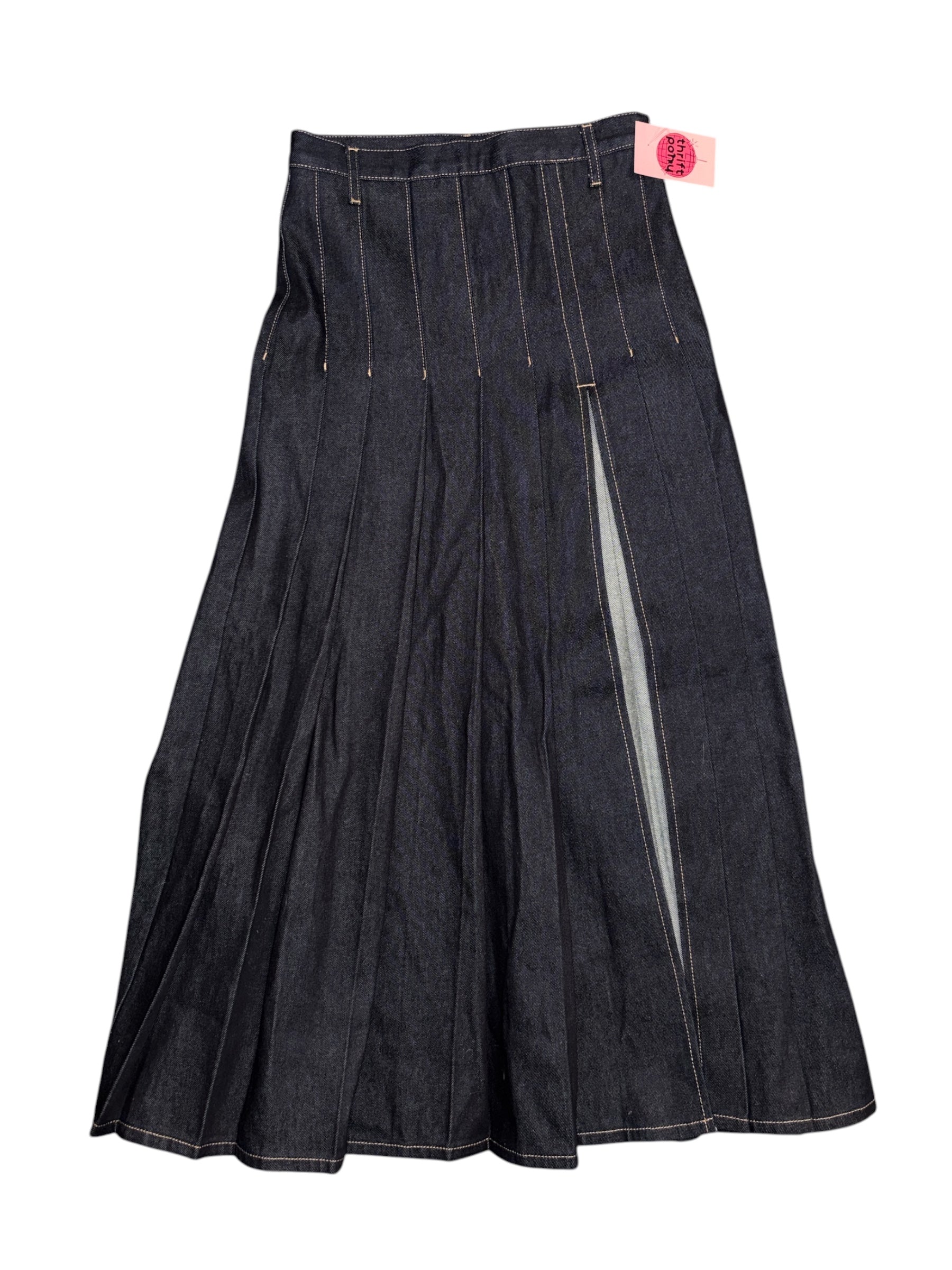 Darkwash Topshp Pleated maxi skirt, 6
