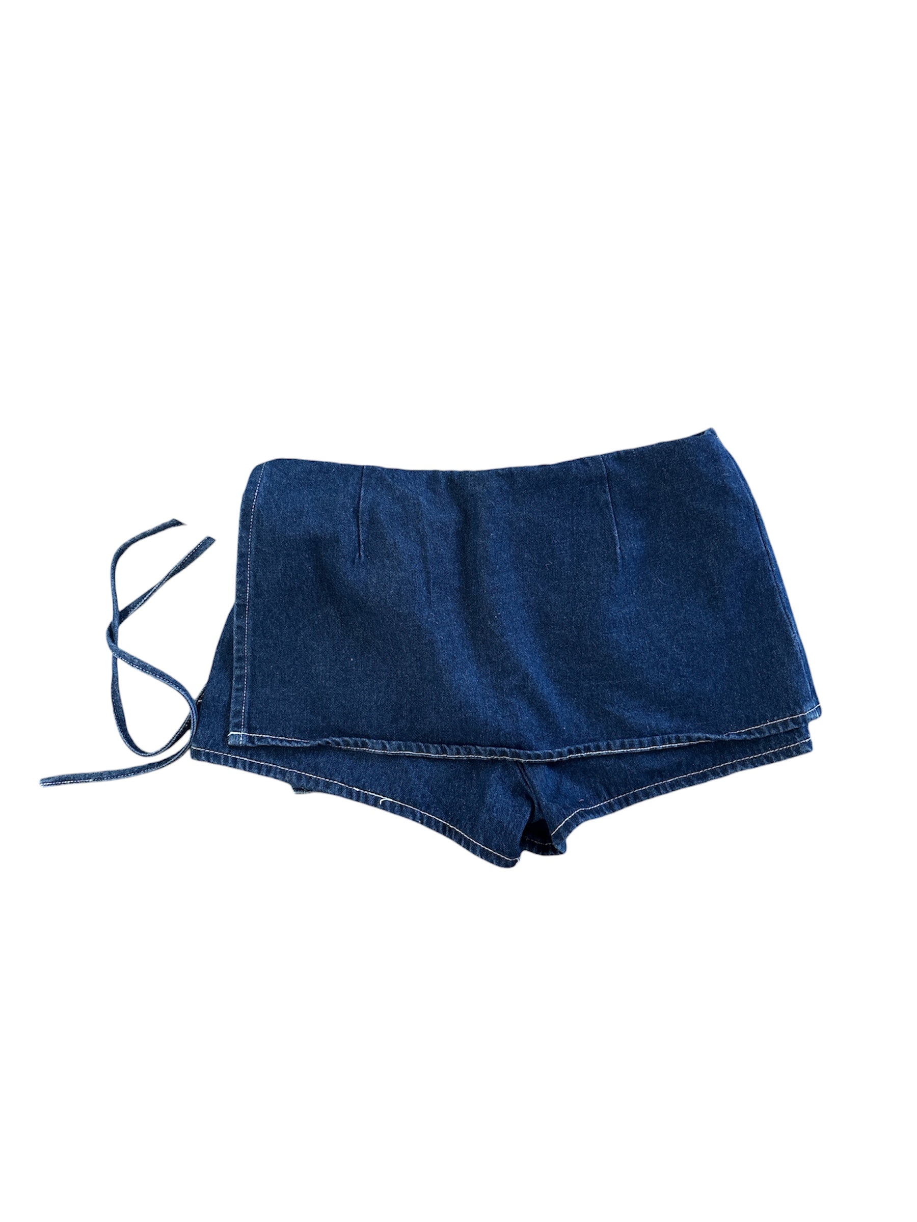 blue lioness denim wrap skort, s