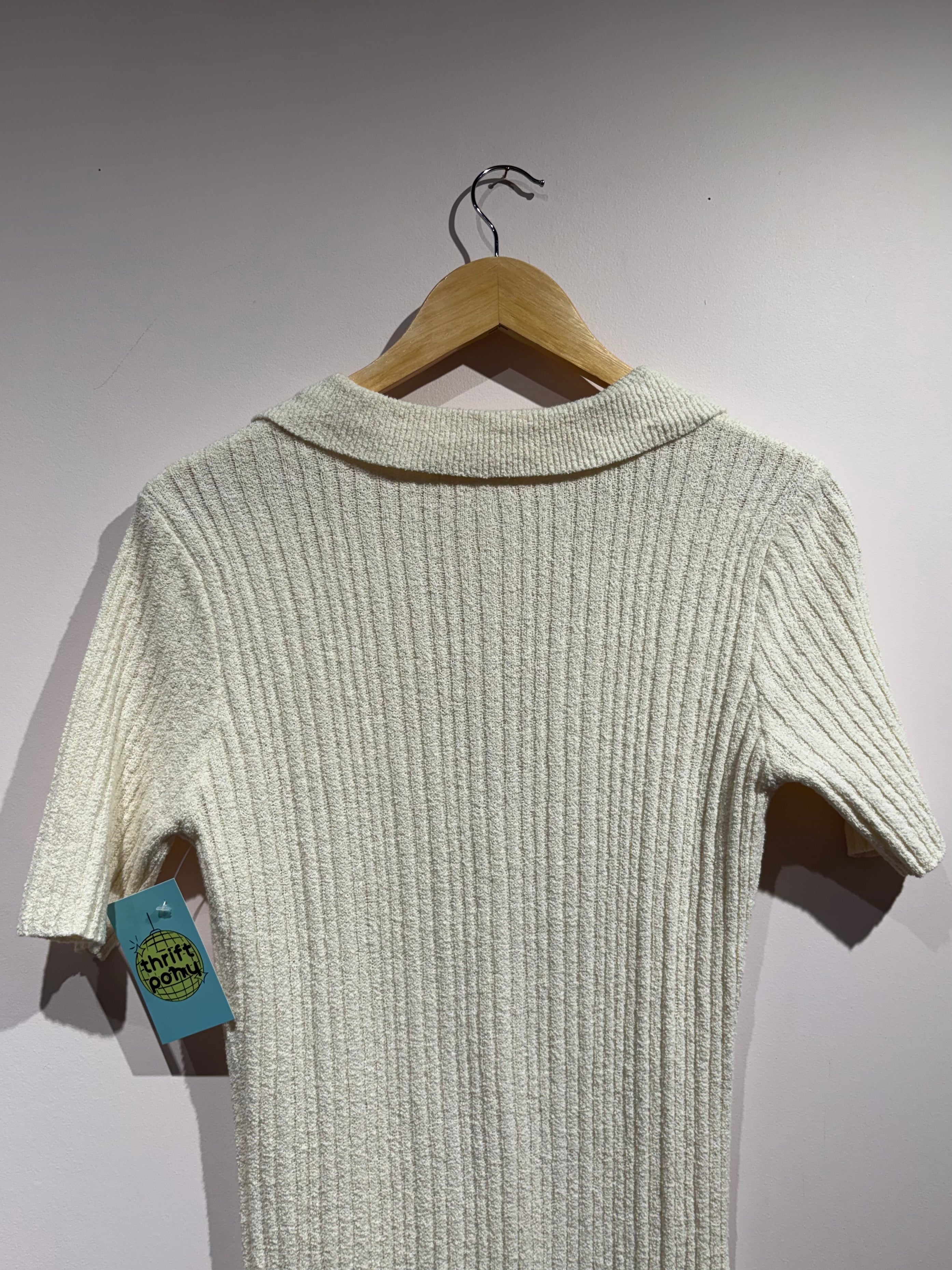 cream by together terrycloth collared button maxi, m