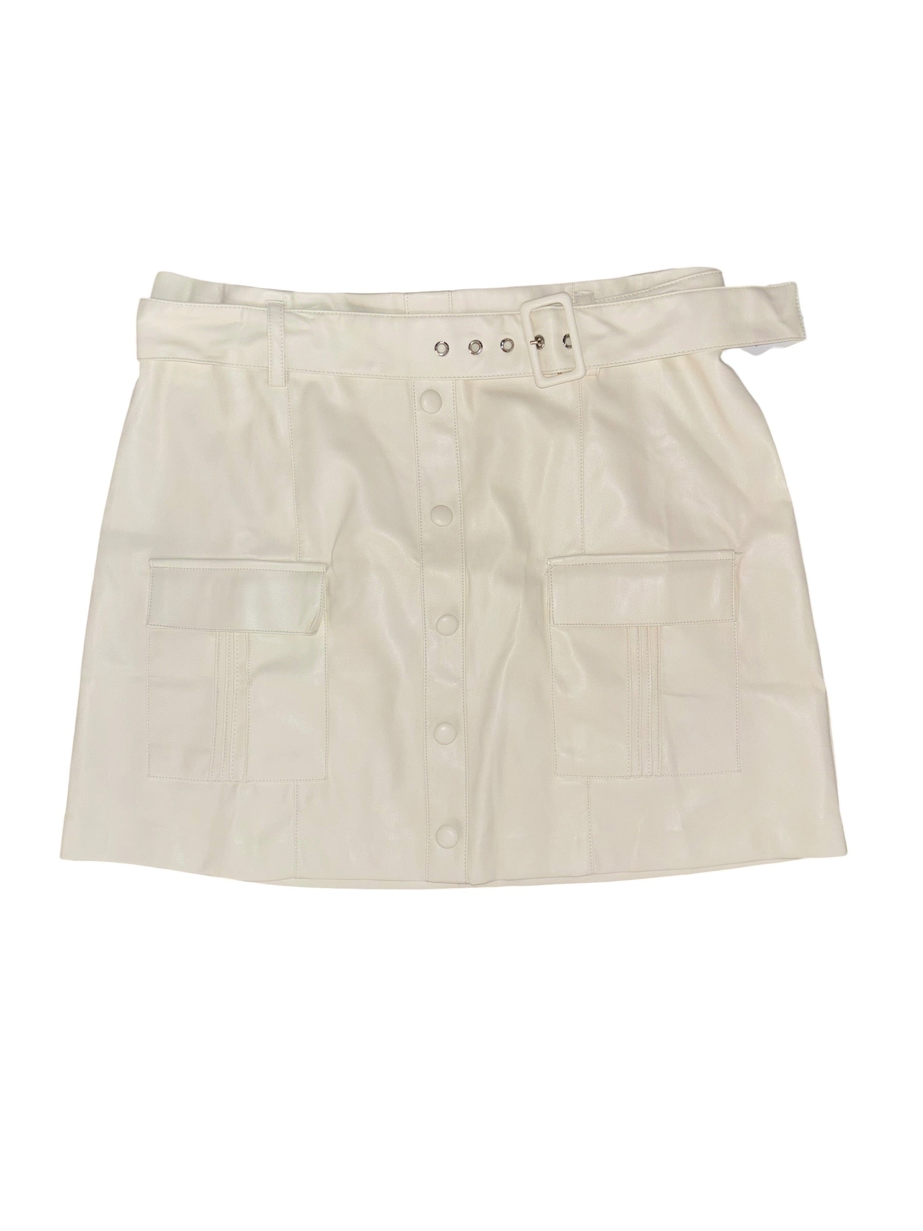 cream ny & co pleather belted mini skirt, 14