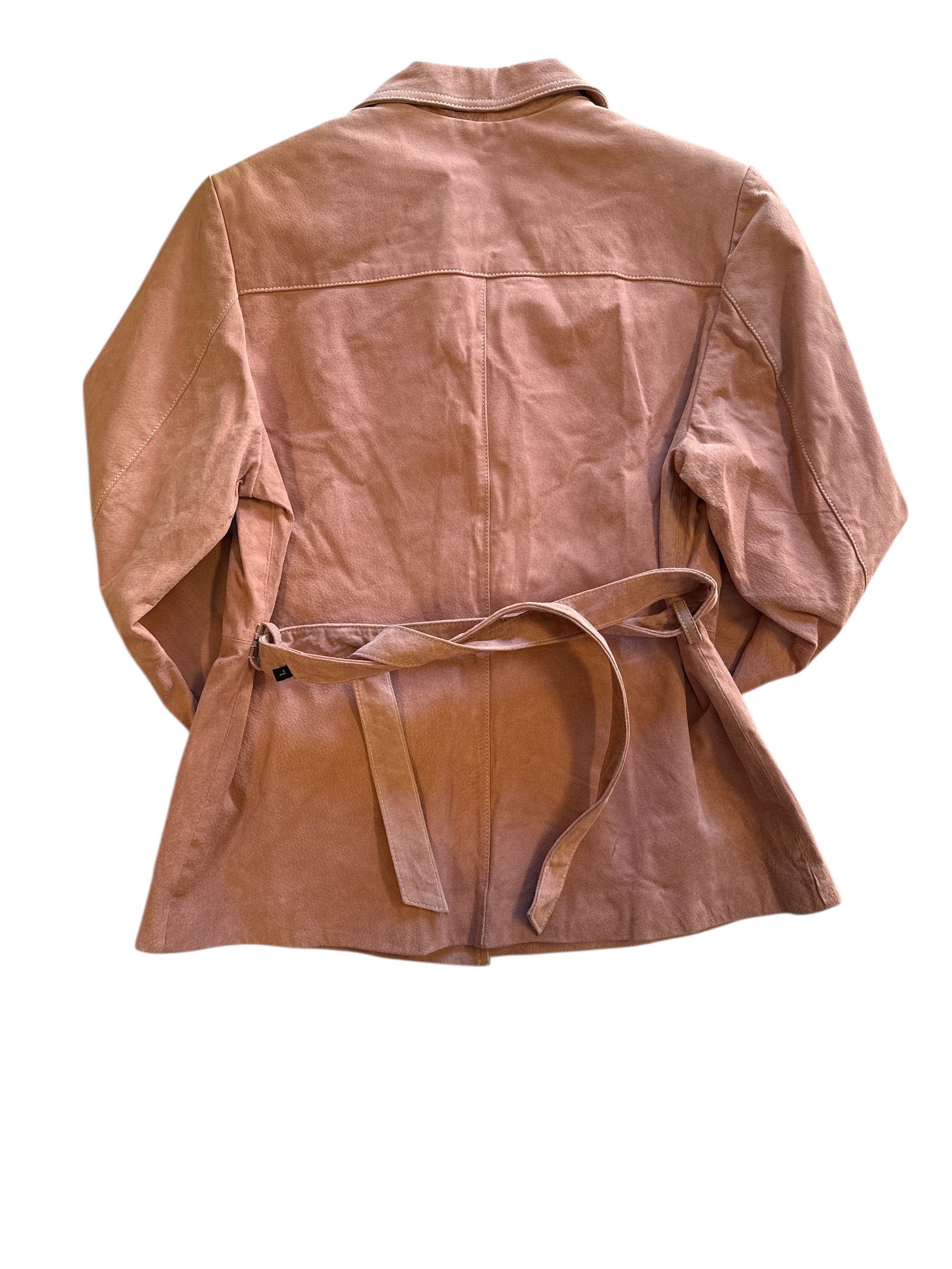 pink wilsons suede coat, L