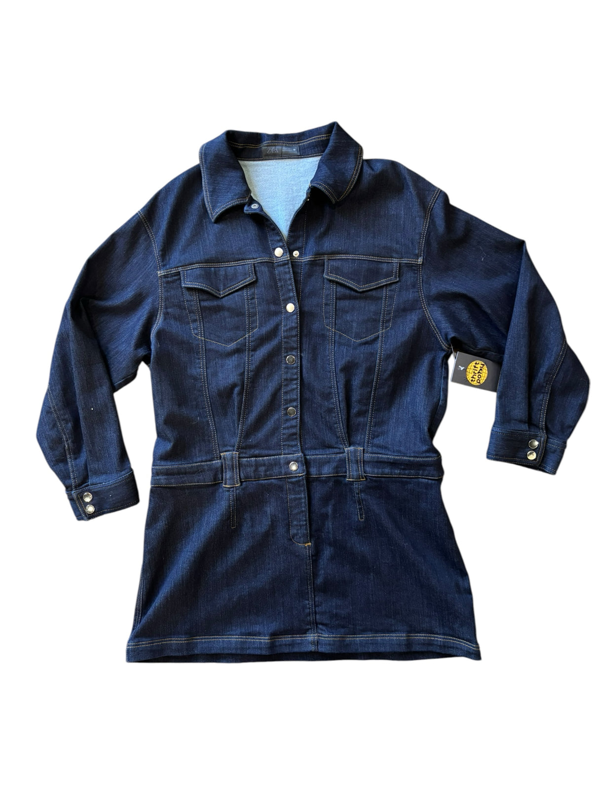 dark wash  denim collar dress