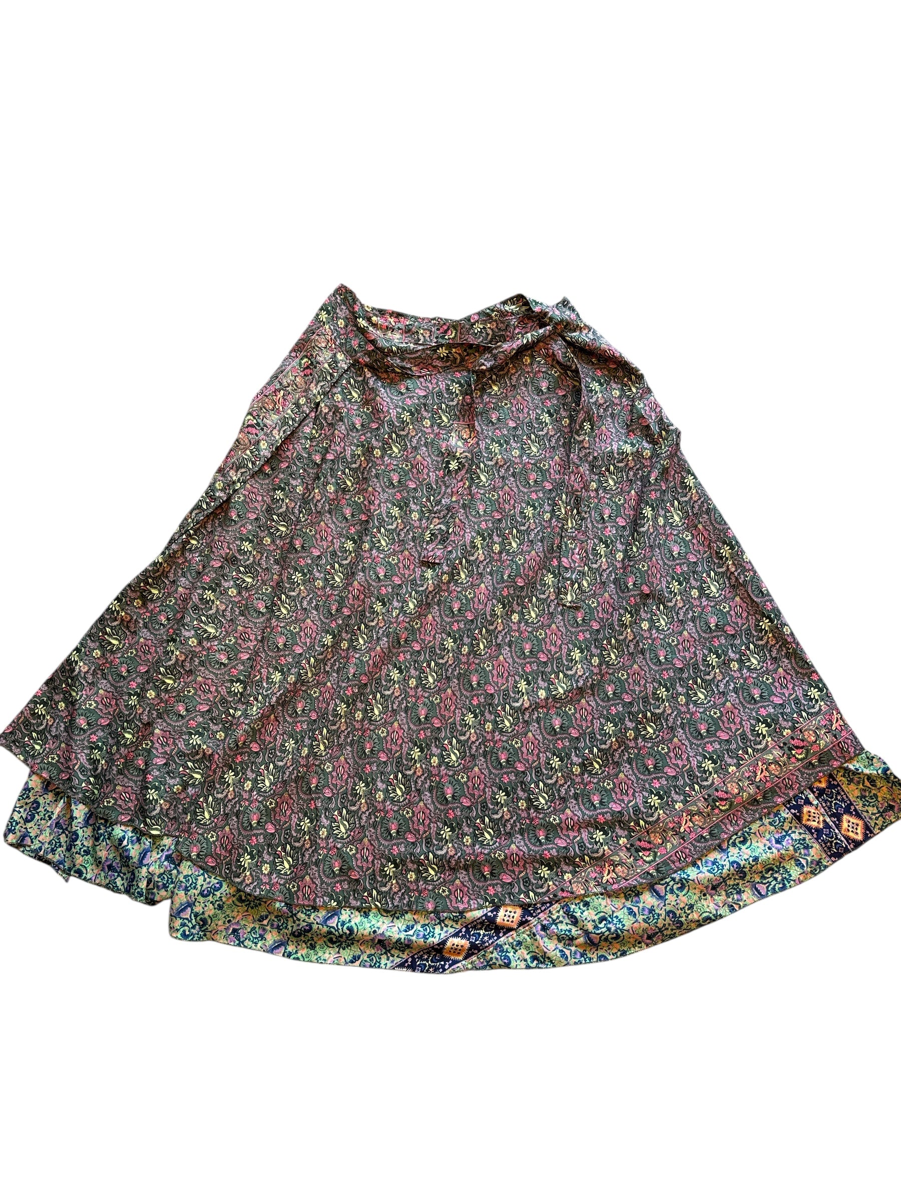 green  reversible wrap skirt, small