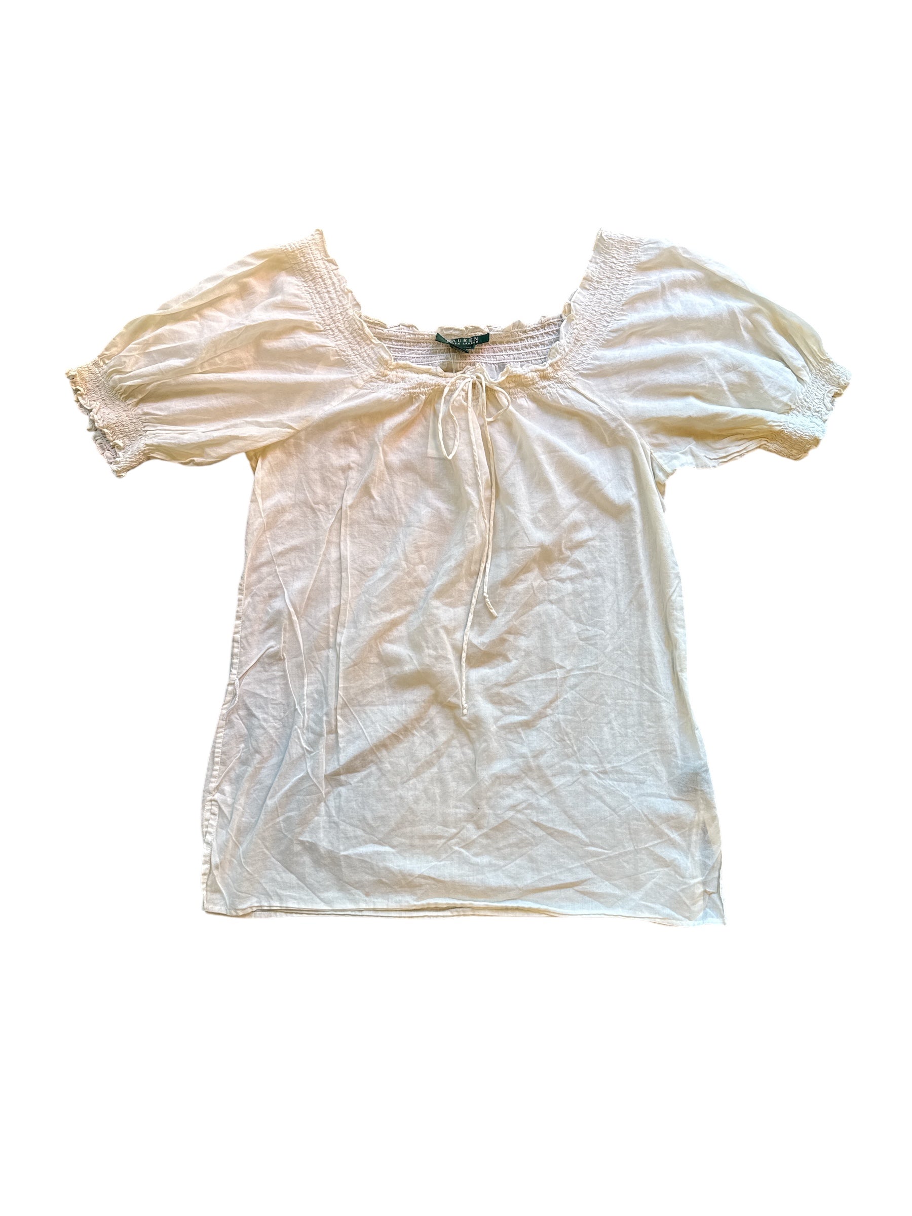 cream ralph lauren off the shoulder 100% cotton top, L