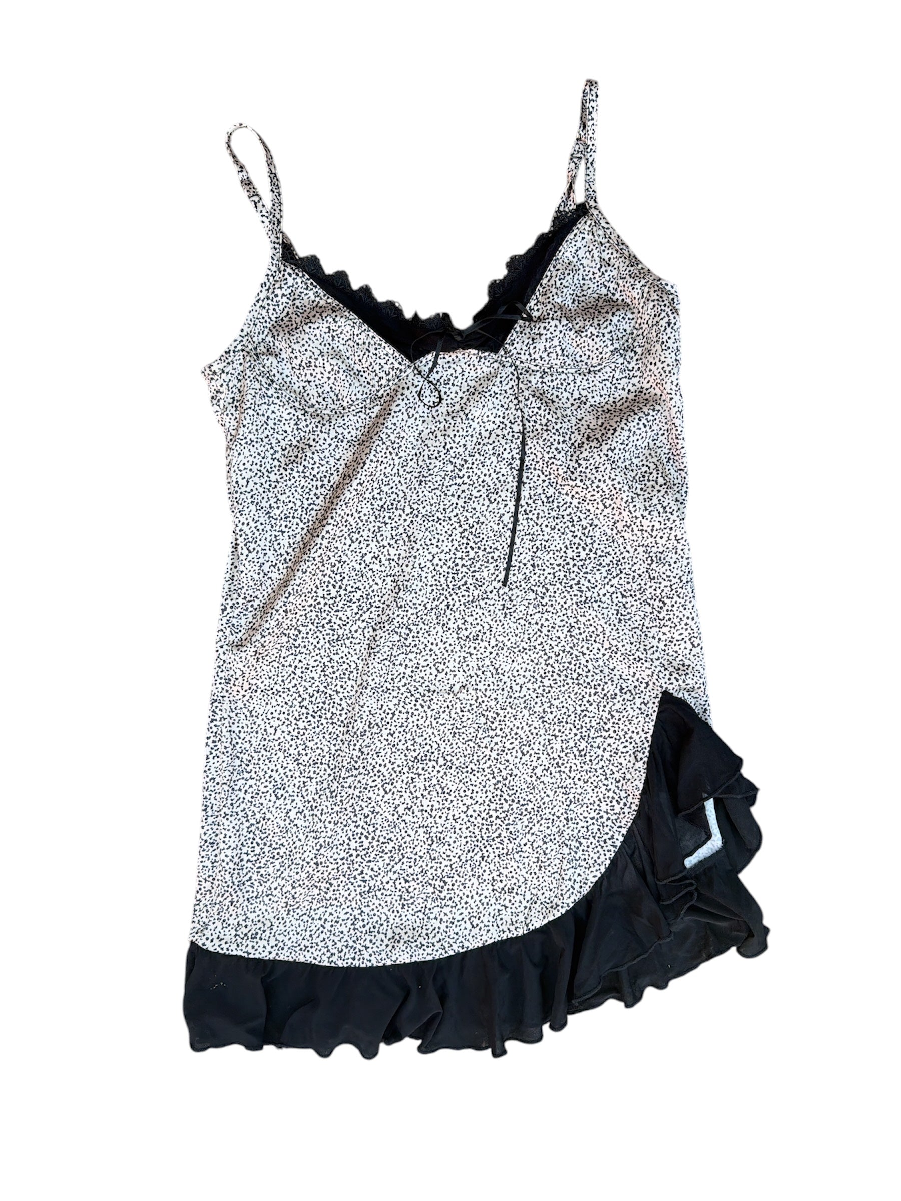 cream black anthrologie patterned lace trim slip, xs