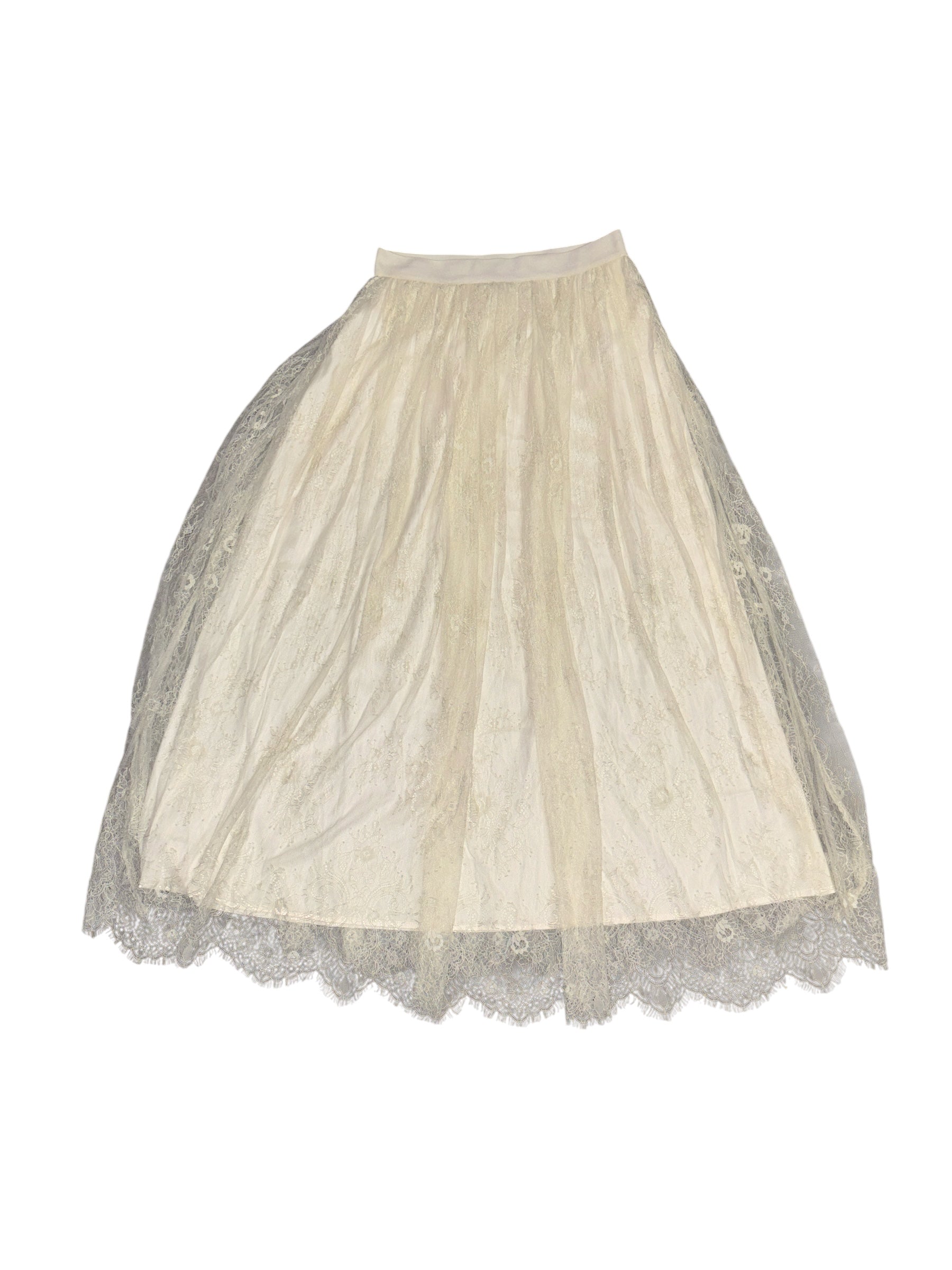 cream en saison lace midi skirt, xs