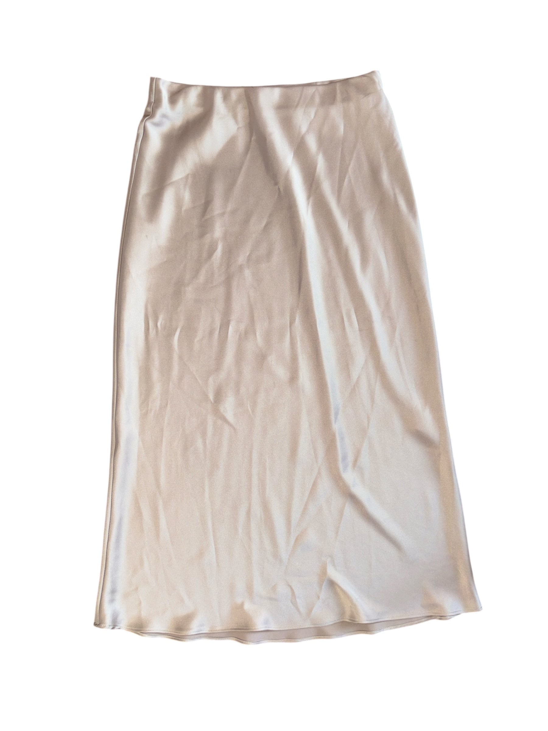 taupe zara satin maxi skirt, s