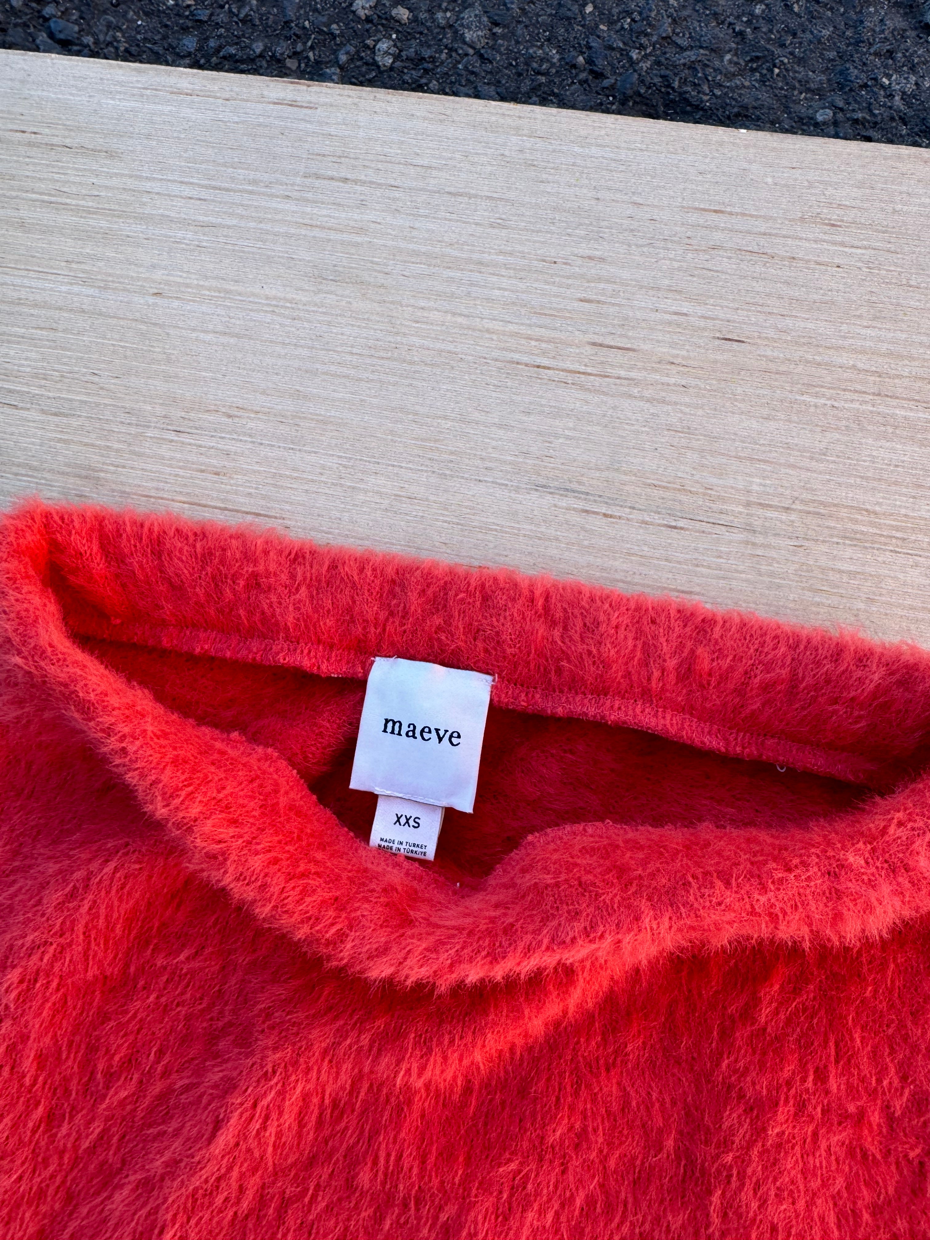 orange maeve fuzzy long skirt, xxs