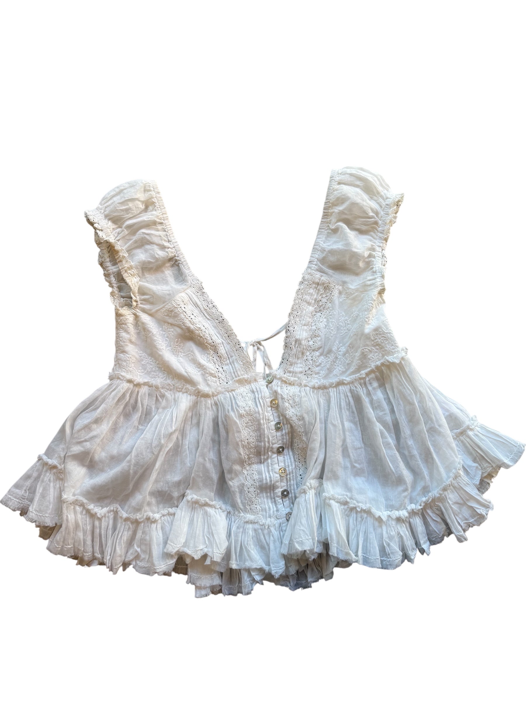 white kimchi blue flowy v lace top, s