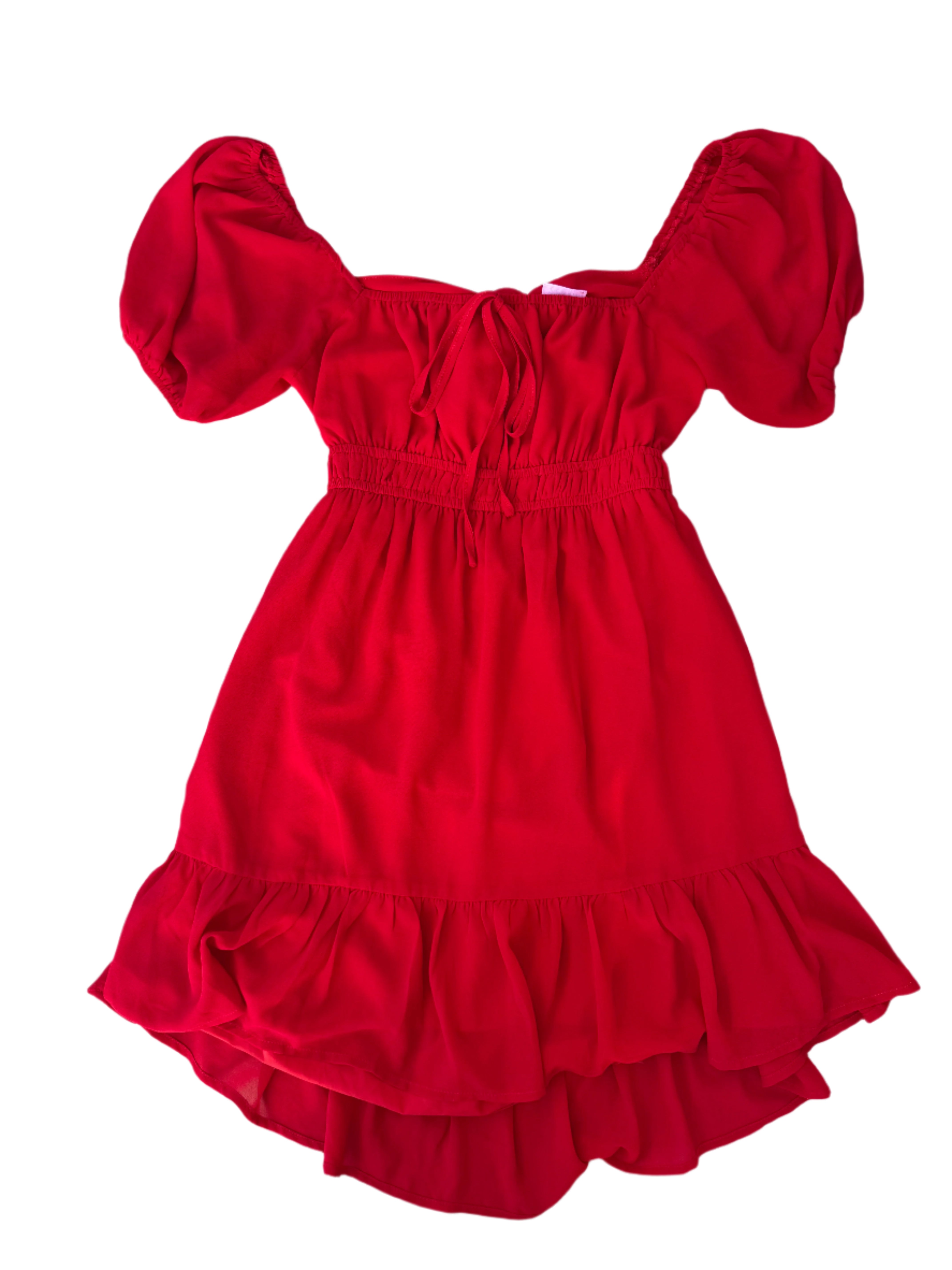 red lelis ruffle mini dress, S