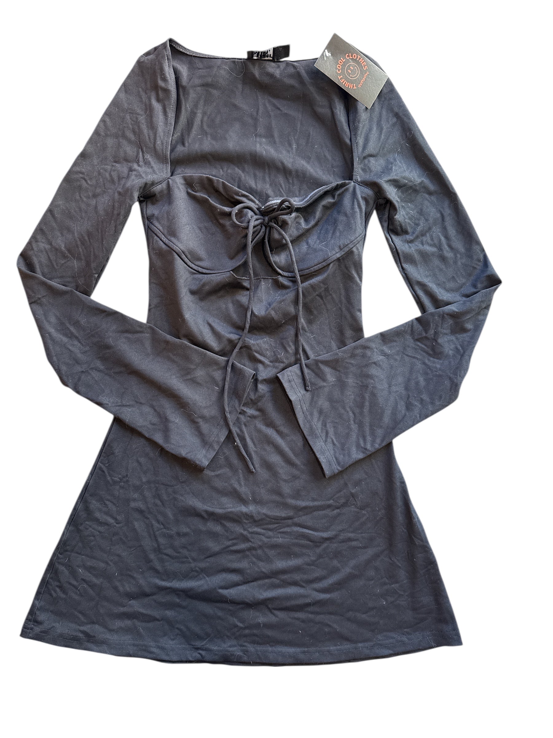 black tiger mist long sleeve babydoll dress, XS